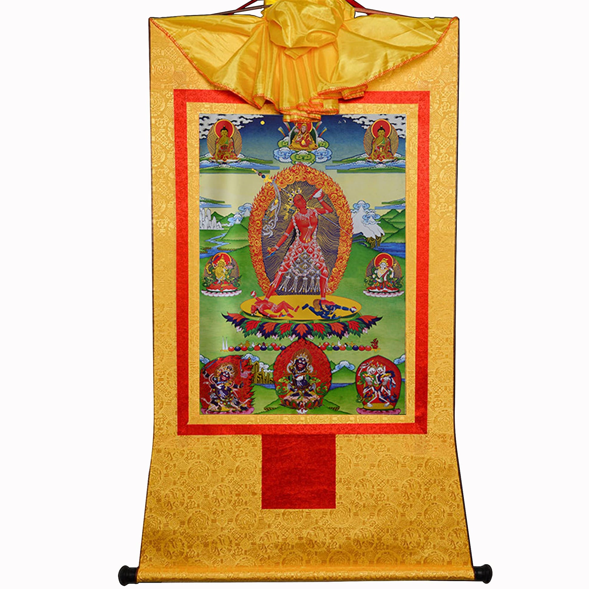 Gandhanra Thangka Tibetische Wandbehang,Naro Khechara Vajrayogini Thangka,Heißgeprägter Buddha Wandteppich für Zen Wohnkultur, Meditation, Spirituelle Entspannung und Ruhe