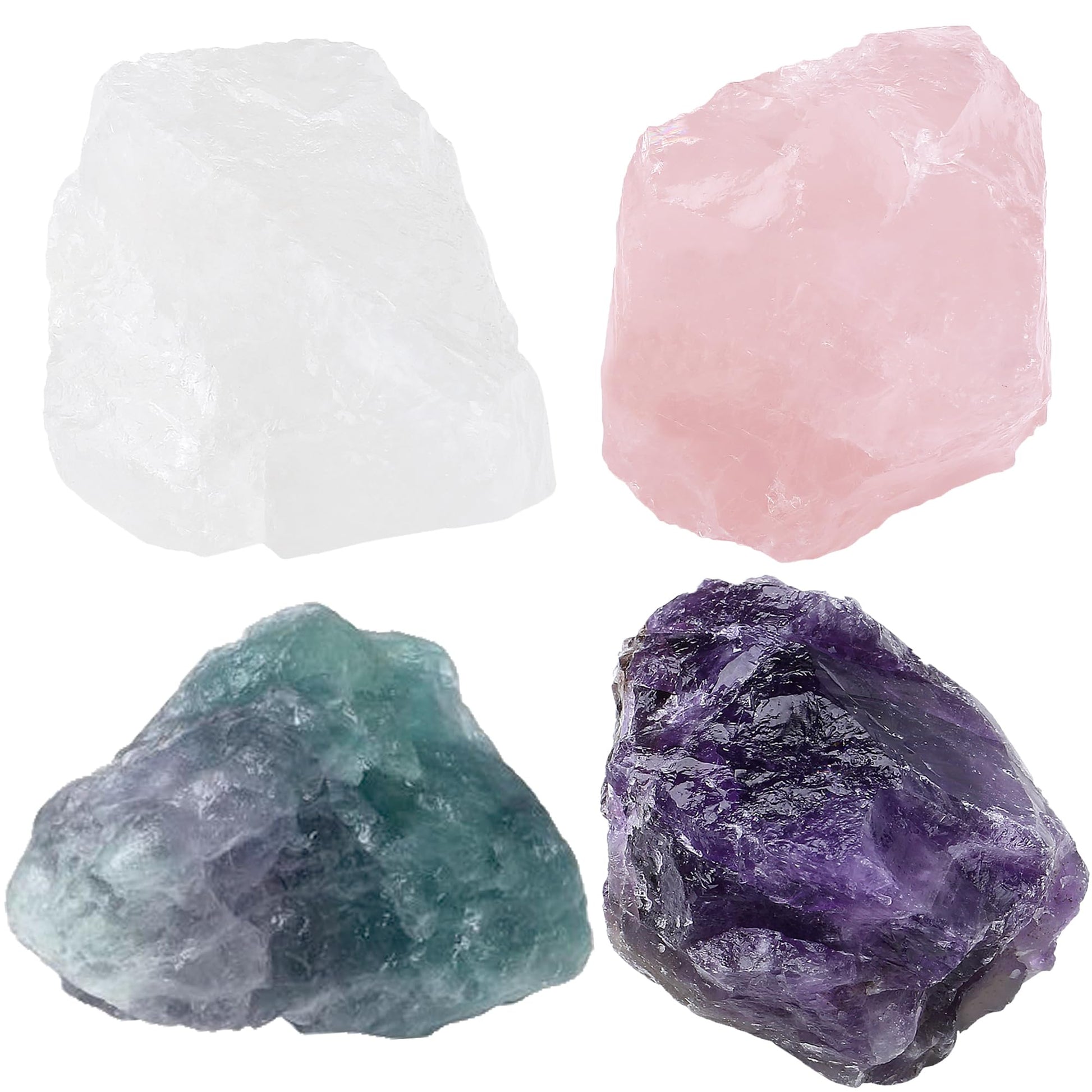 QINJIEJIE 100% Großes Amethyst Rohsteine Premium Wassersteine Kristalle Steine 4 Stück Natursteine Heilsteine set 4.5–5 cm