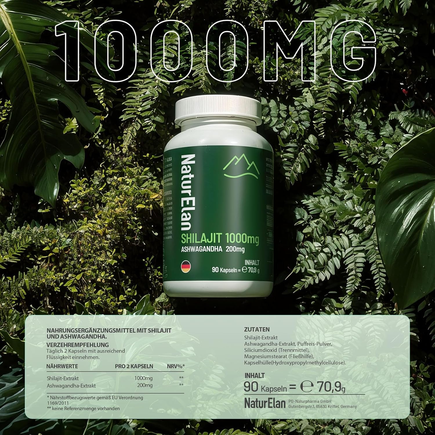 Shilajit kapseln Original Himalaya Mumijo - 1000mg pro Tagesdosis, mit Ashwagandha, vegan & laborgeprüft