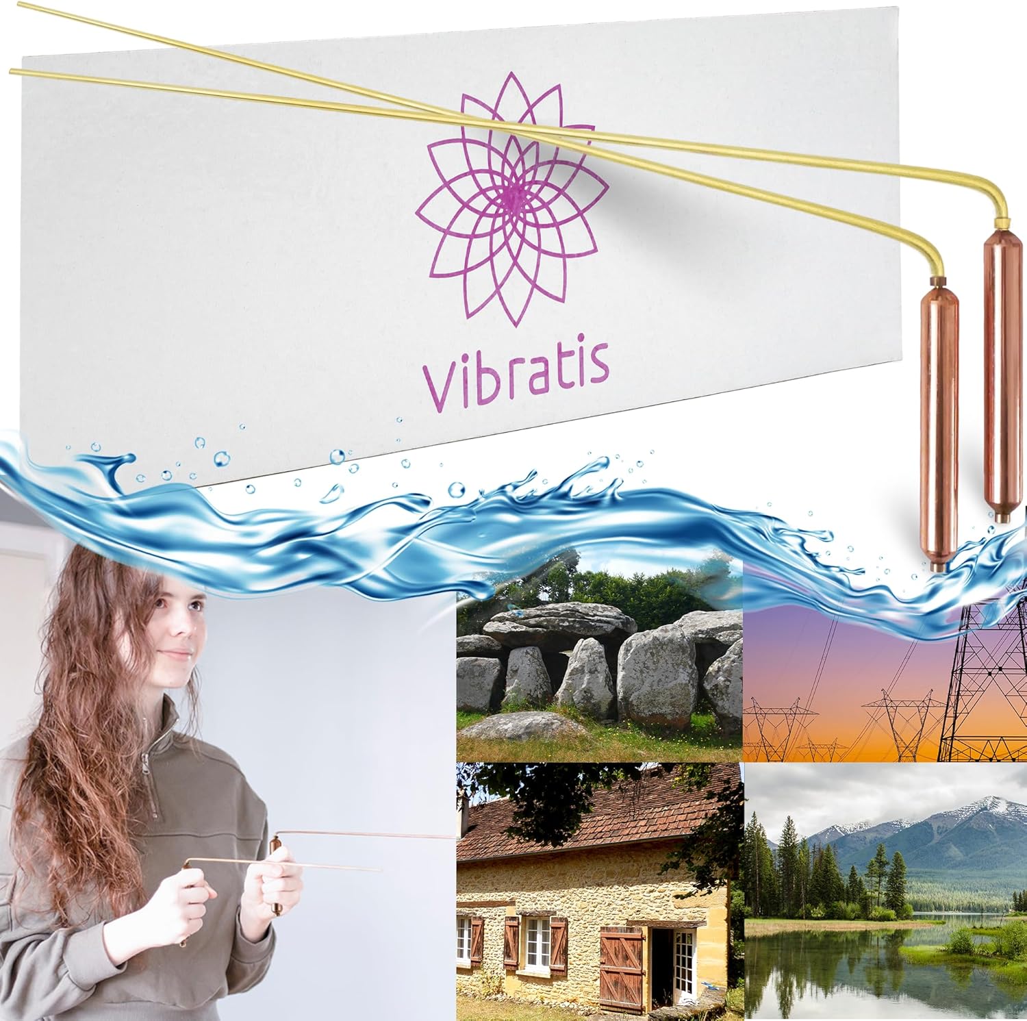 VIBRATIS Wünschelrute aus Messing und Kupfer – Hochwertige Wünschelrute für Energiearbeit und Radiästhesie