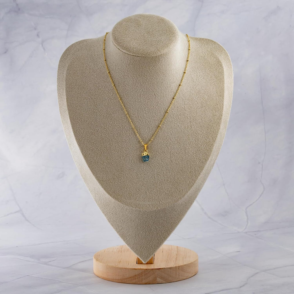 Chakra-Halskette aus rohen Edelsteinen mit 18 Karat Goldplattierung - Edelstahl - 36cm + 8cm verstellbar