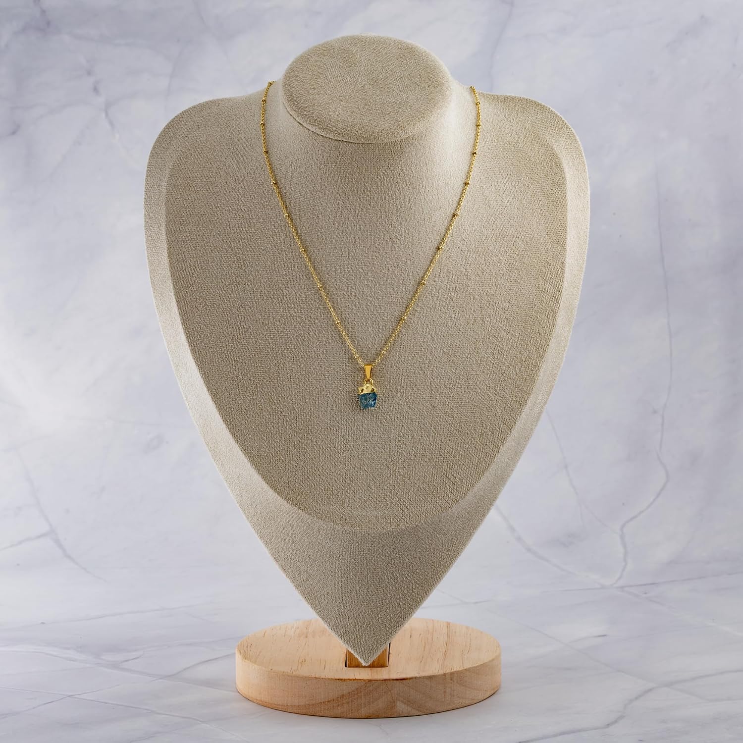 Chakra-Halskette aus rohen Edelsteinen mit 18 Karat Goldplattierung - Edelstahl - 36cm + 8cm verstellbar
