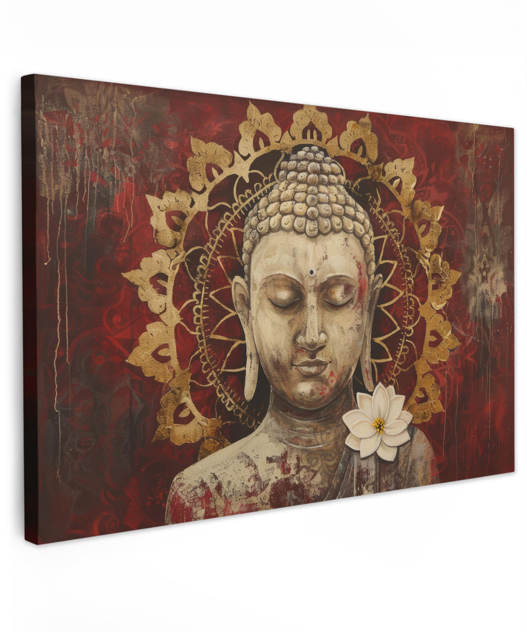 MuchoWow© Wall Pictures Large 120 x 80 cm XXL Bedroom Home Decoration Home Picture Living Room Photo Canvas Wall Pictures Canvas Wall Decor Buddha - Zen - Gold - Luxury - Spiritual