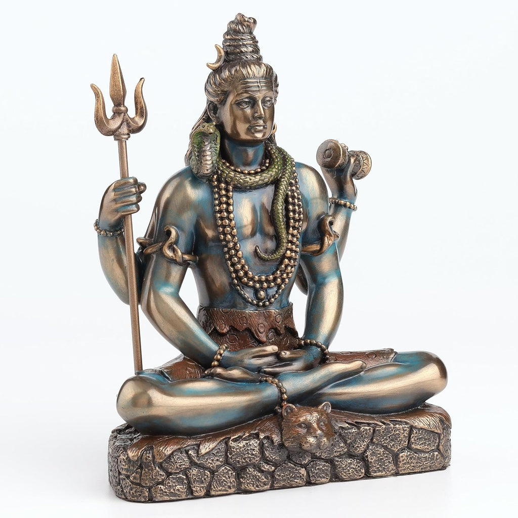 Veronese Design Lord Shiva Statue 6.25 Inch - Hindu God Meditation Figurine in Lotus Pose - Cold Cast Bronze Finish Resin Sculpture - Spiritual Home Decor & Religious Gift for Collectors