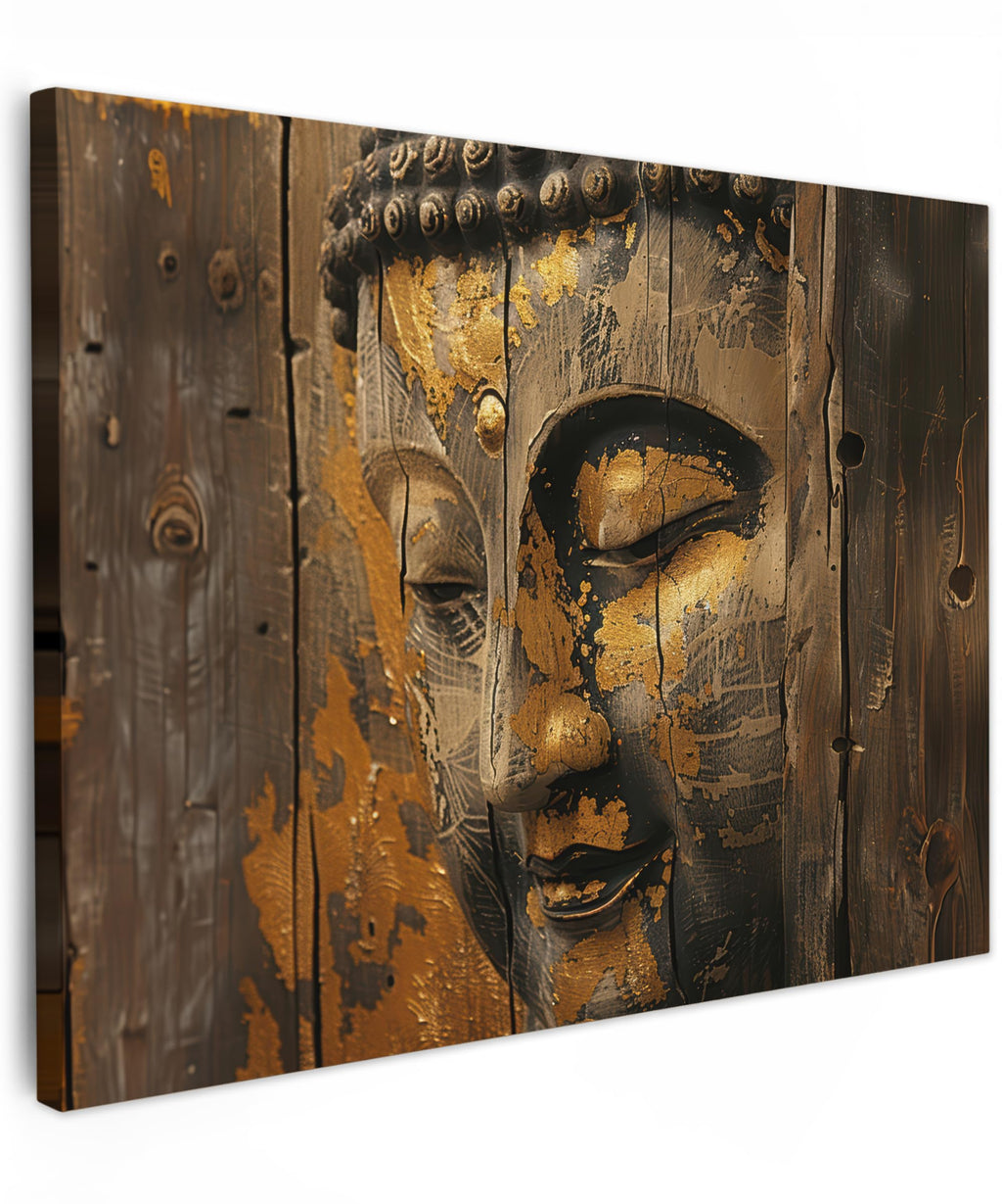 MuchoWow© Wall Pictures Large 120 x 80 cm XXL Bedroom Home Decoration Home Picture Living Room Photo Canvas Wall Pictures Canvas Wall Decor Buddha - Zen - Gold - Luxury - Spiritual
