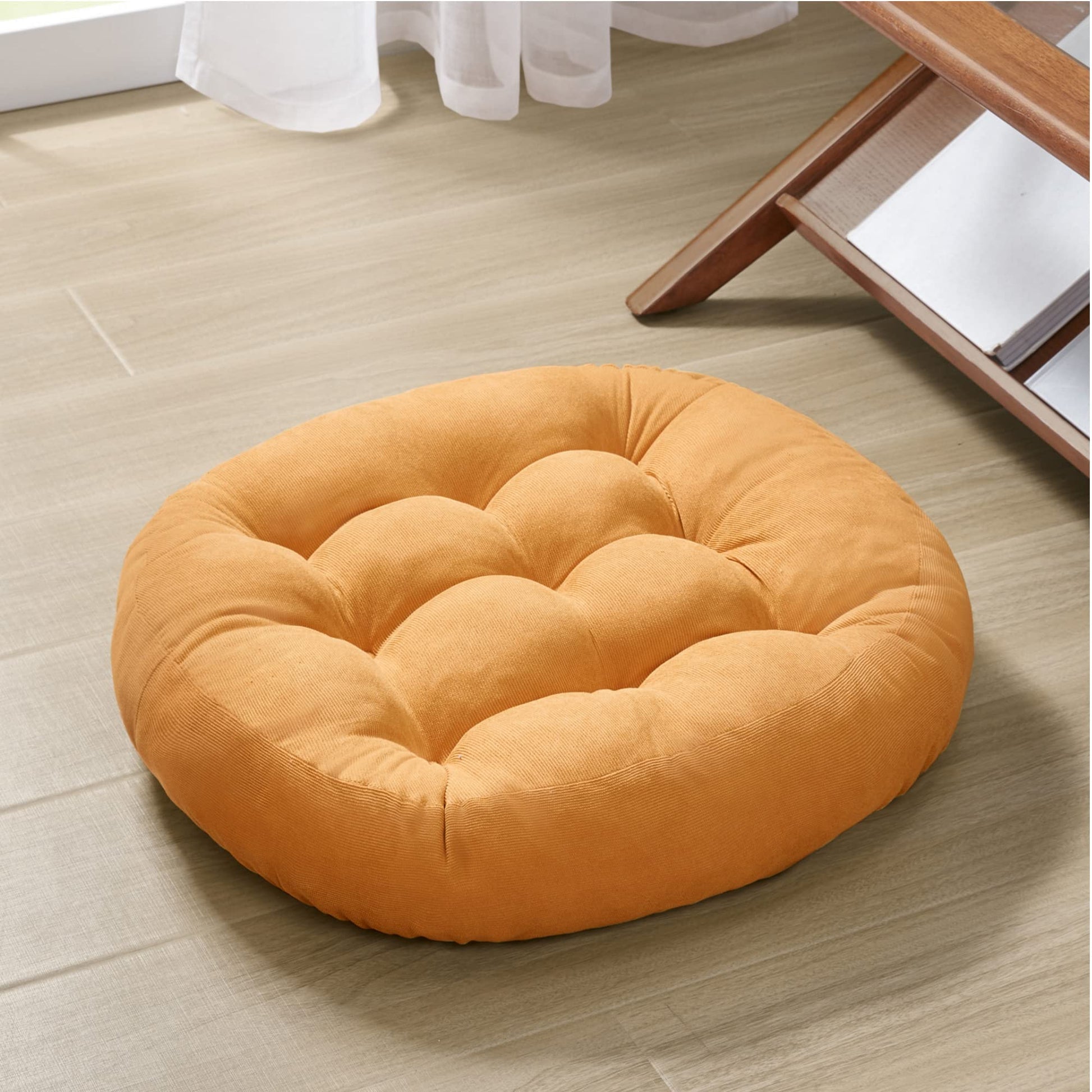 Degrees of Comfort Meditation Floor Pillow, Square Large Pillows Seating for Adults, Tufted Corduroy Thick Cushion for Living Room Tatami, Turquoise, 22x22 Inch