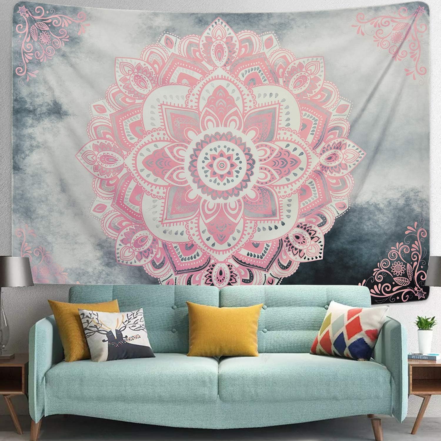 Alishomtll Mandala Wandtuch Bohemian Wandteppich Indian Wandbehang Psychedelisch Deko Wall Hanging Tapestry Tapisserie Groß 210 x 150cm