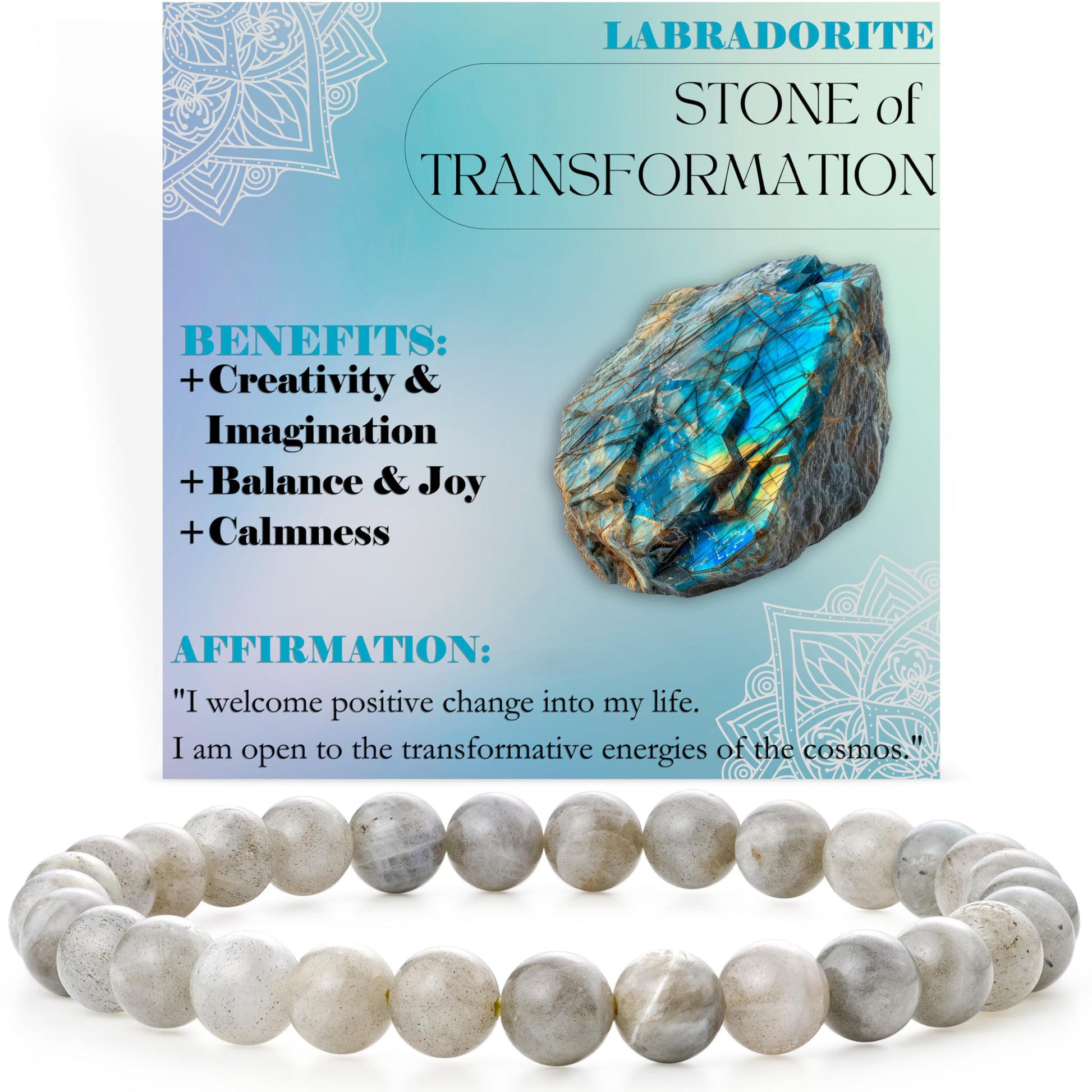 Bivei Pearl Bracelet for Women 6 mm Semi-Precious Stone Stretchy Elastic Jewellery Yoga Gifts