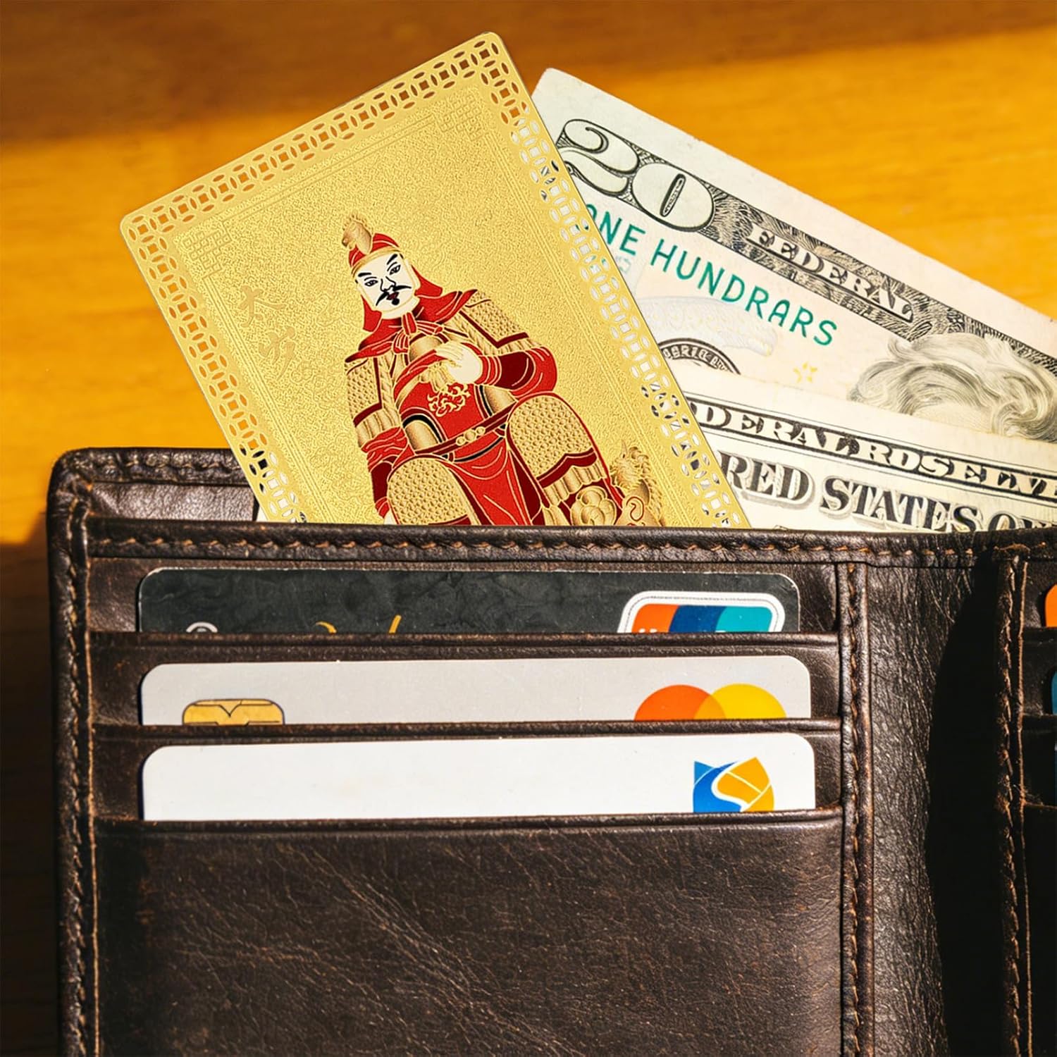 2026 Tai Sui Amulet Gold Card for Protection, General Wen Zhe Blessing, Annual Feng Shui Talisman for Rat, Horse, Rabbit, Rooster, Wallet Size, Lucky Charm