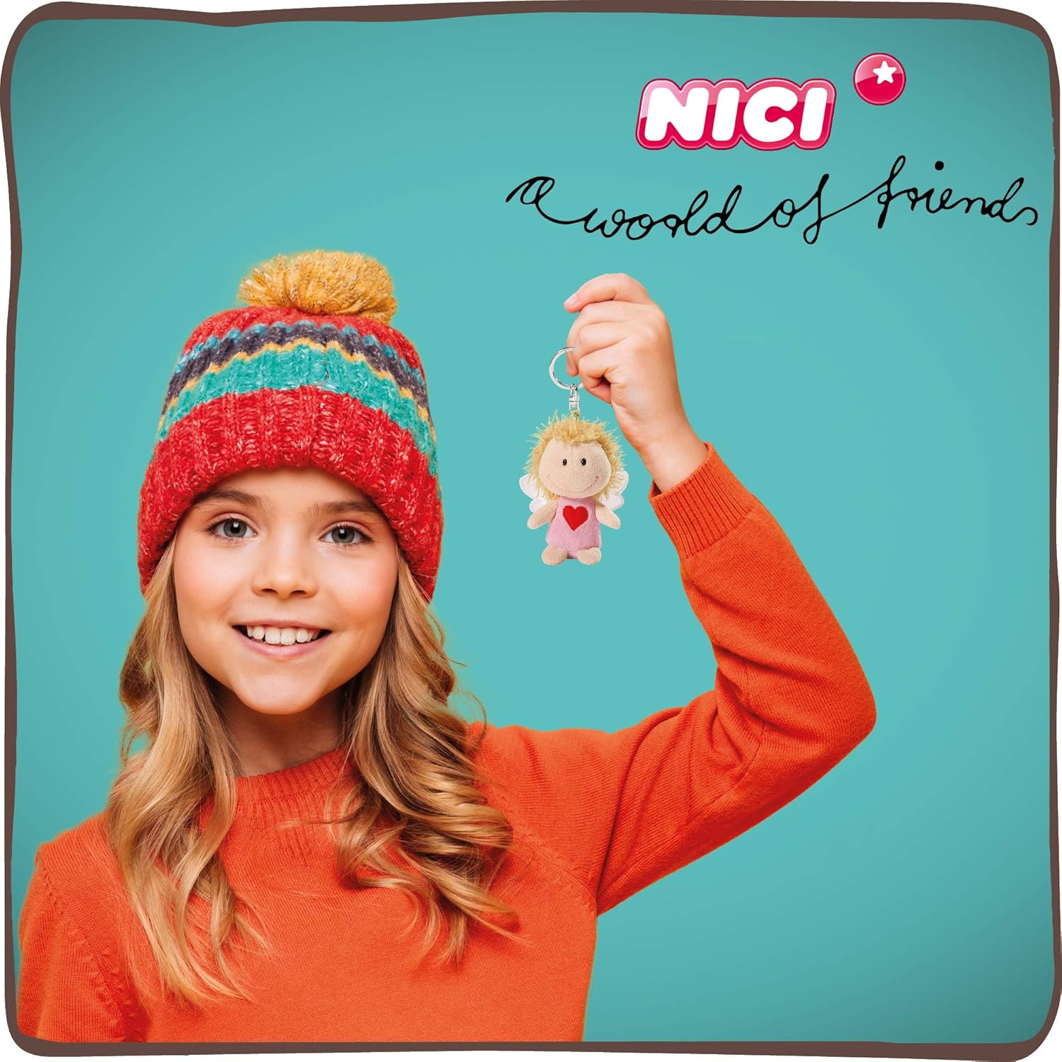 NICI Schlüsselanhänger Schutzengel „Bin immer bei dir“, Glücksbringer Engel I Schutzengel mit Herz I Engel Schlüsselanhänger für Schlüsselband, Schlüsselbund & Schlüsselkette I 34554, 7 cm