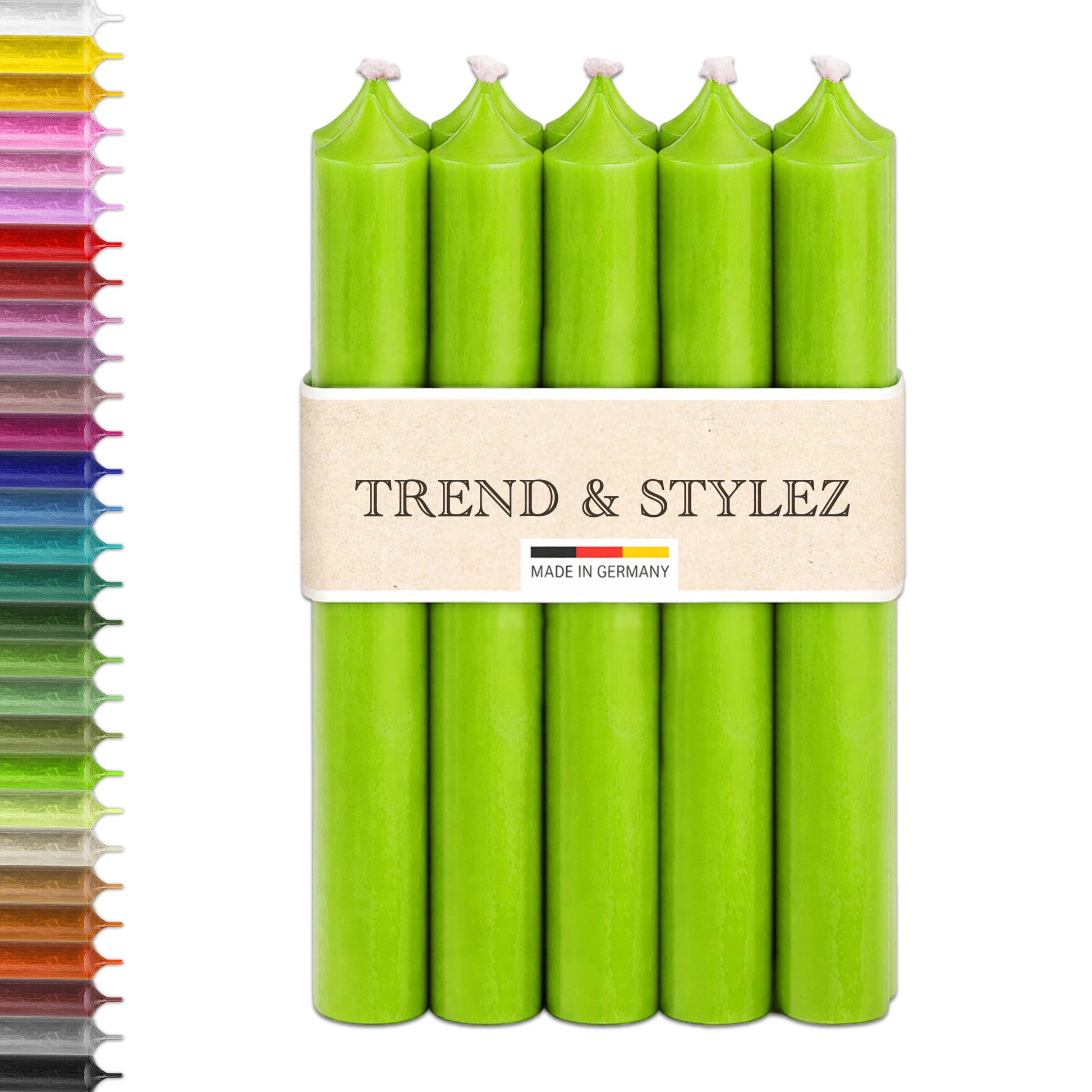 10 Spitzkerzen durchgefärbt (180x22mm) | RAL Stabkerzen mit 8h+ Brenndauer | Ohne Tropfen & Rußen | Tafelkerzen für Leuchter | Made in Germany (Schwarz)