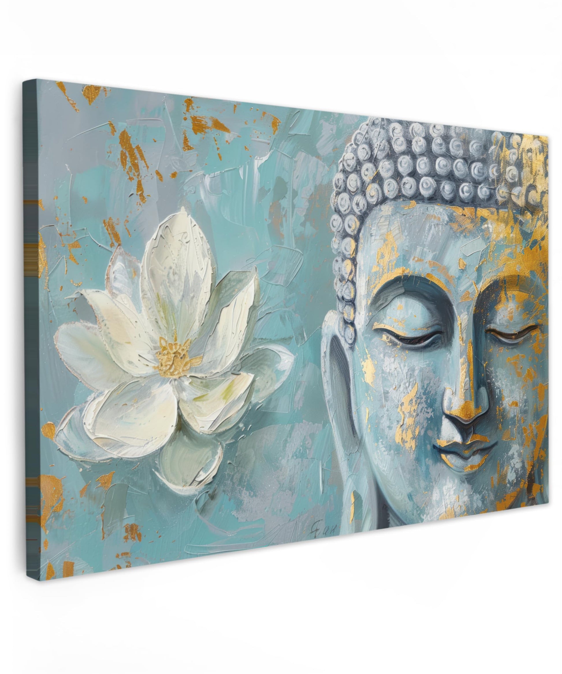MuchoWow© Wall Pictures Large 120 x 80 cm XXL Bedroom Home Decoration Home Picture Living Room Photo Canvas Wall Pictures Canvas Wall Decor Buddha - Zen - Gold - Luxury - Spiritual