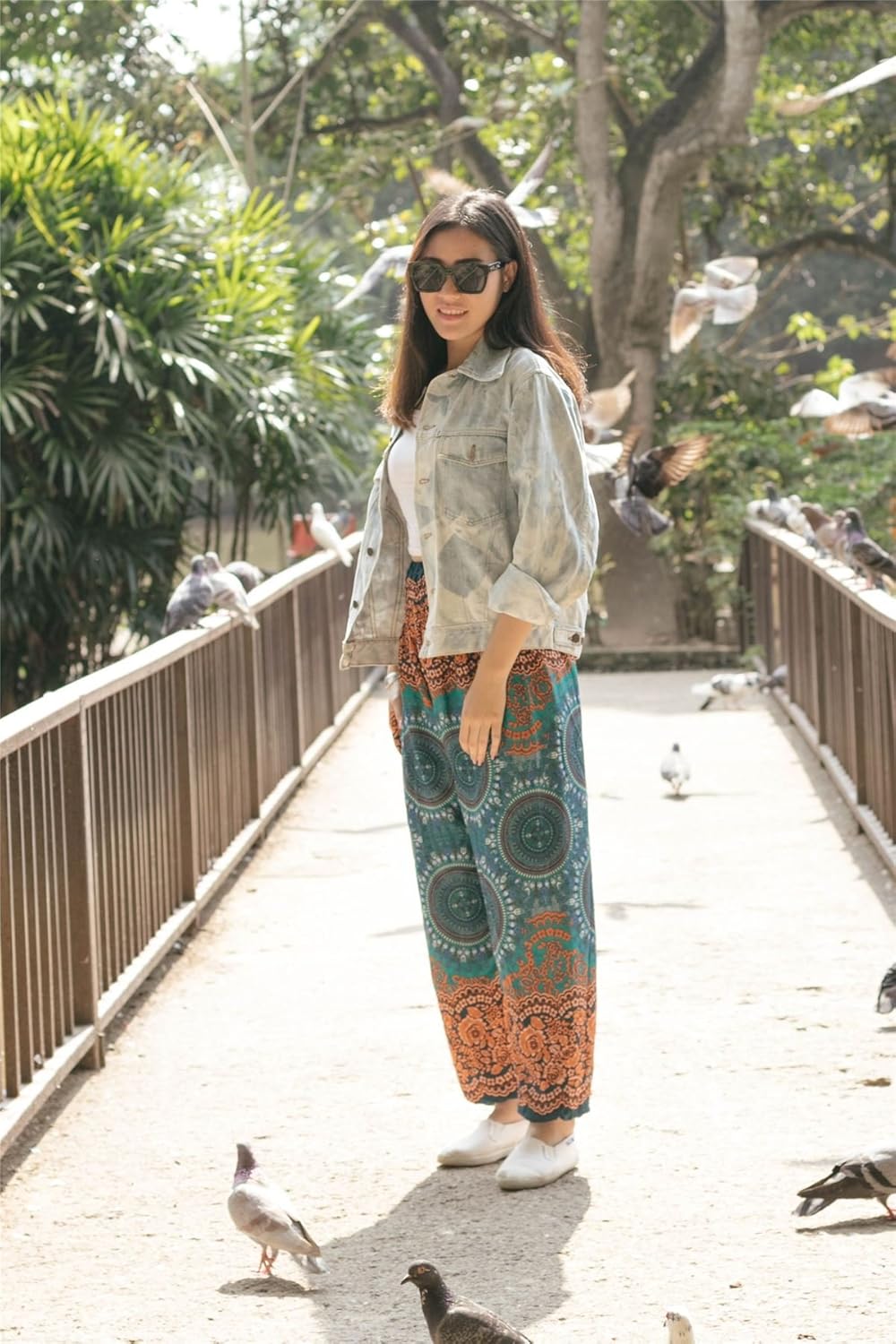 Lofbaz Damen Boho Haremshose Festival Outfit Sommerhose Leicht Yogahose Pumphose Hippie Hose Kleidung Sommer Hosen