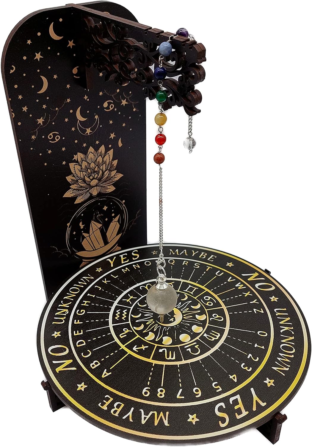Handgefertigtes Vintage Pendel Set 7 Chakra Edelsteine Quarz Kristall | Metaphysik Esoterik Hexerei