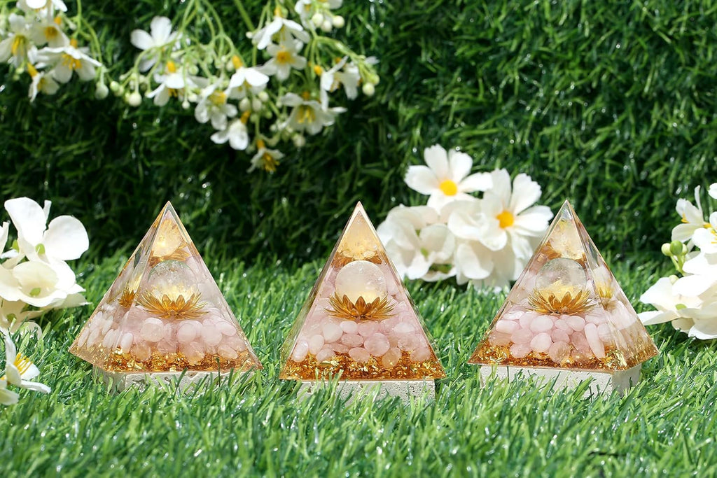 Orgonit Pyramide Rosenquarz Edelsteine Lotus Pyramiden Positive Energie Kristalle Heilsteine Bringt Glück Pyramide Weihnachten Spirituelle Geschenke Weihnachtsgeschenk
