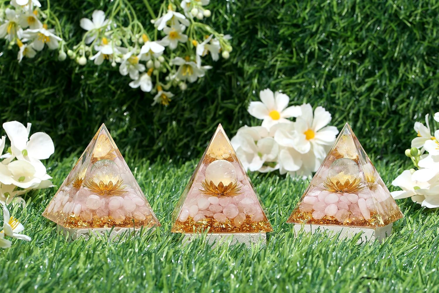 Orgonit Pyramide Rosenquarz Edelsteine Lotus Pyramiden Positive Energie Kristalle Heilsteine Bringt Glück Pyramide Weihnachten Spirituelle Geschenke Weihnachtsgeschenk