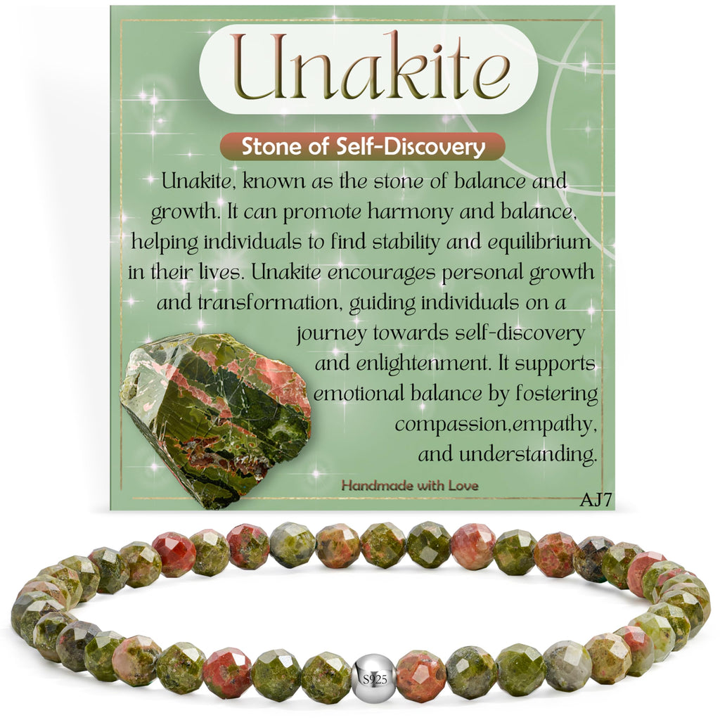Gemstone Beads Bracelet for Women, 4 mm Crystal Silver 925 Natural Stone Jewellery Elastic Bracelets Women, Chakra Spiritual Charms Bracelets Gifts