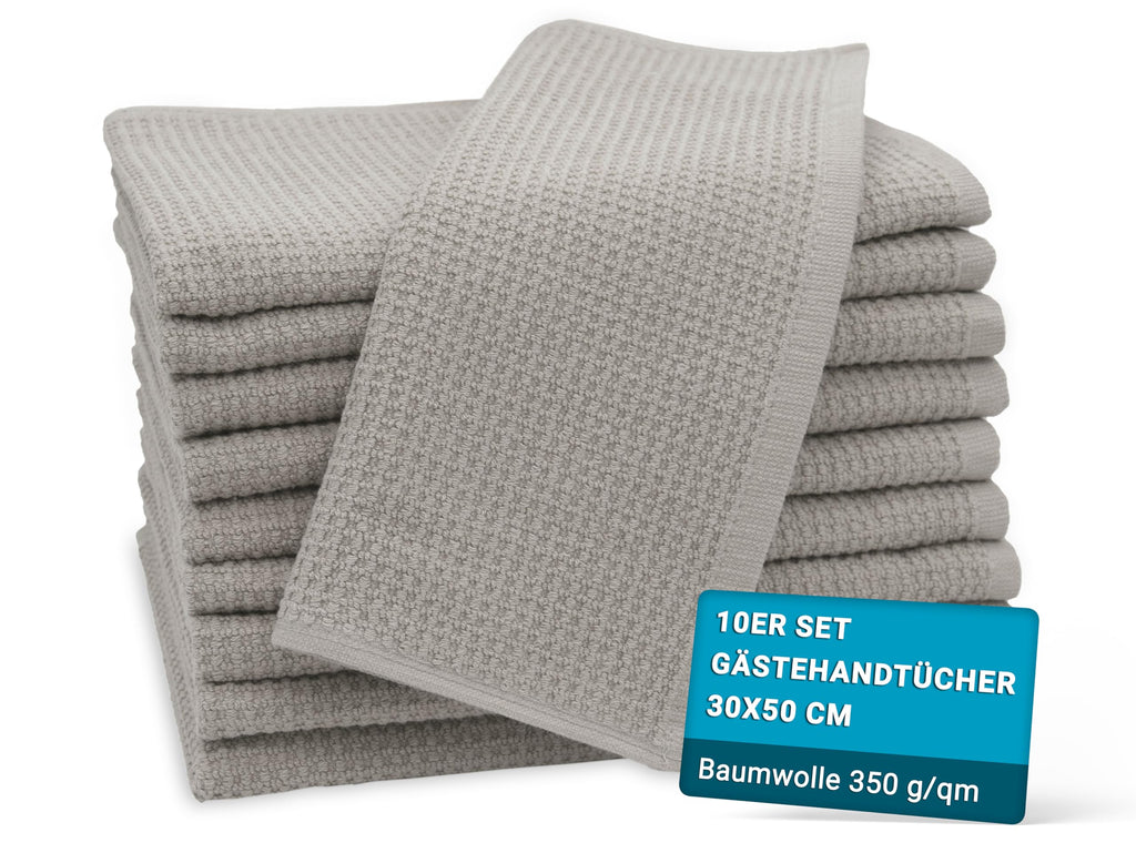 ZOLLNER Set of 10 Flannels in 30 x 30 cm – Durable Hand Towels in Beige – with Practical Hanger – Timeless Waffle Pattern – Washable up to 95 °C – Cotton – Hotel Quality