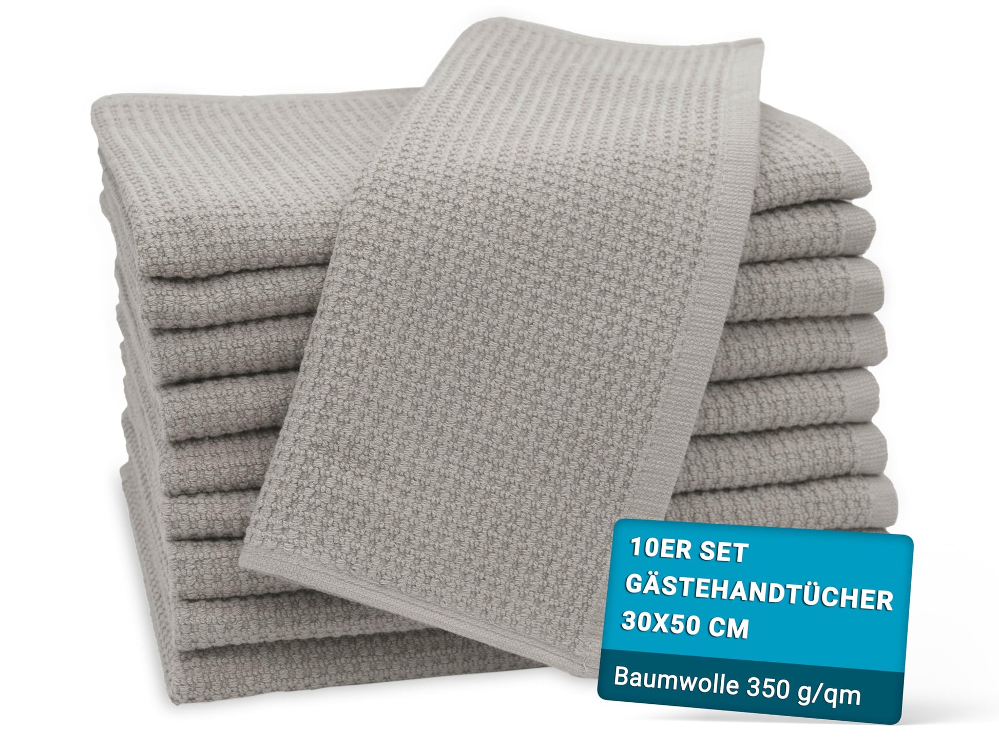 ZOLLNER Set of 10 Flannels in 30 x 30 cm – Durable Hand Towels in Beige – with Practical Hanger – Timeless Waffle Pattern – Washable up to 95 °C – Cotton – Hotel Quality