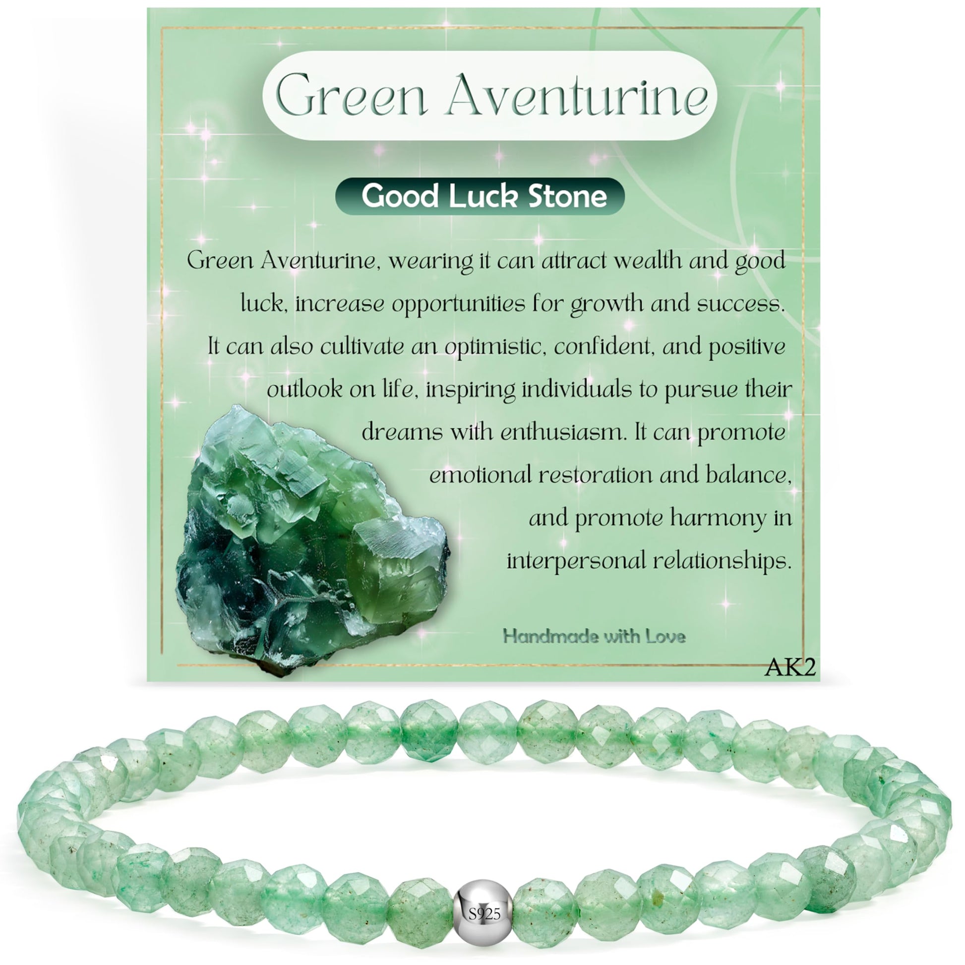 Farfume 4mm Edelstein Perlen Armband für Frauen, Kristall Silber 925 Naturstein Schmuck Elastisch Armbänder Damen, Chakra Spirituelle Charms Armbänder Valentinstag-Geschenke