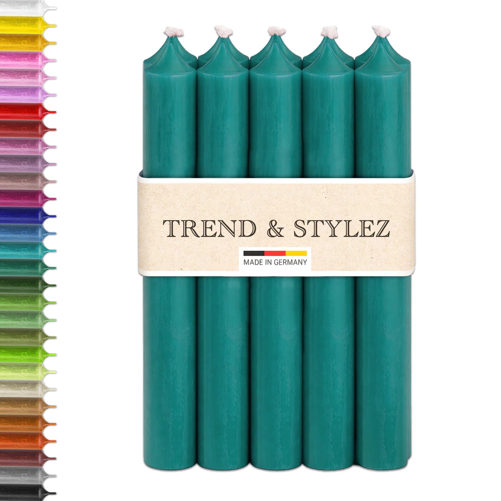 10 Bunte Spitzkerzen durchgefärbt 100x22mm | RAL Stabkerzen mit 8h+ Brenndauer | Ohne Tropfen & Rußen | Tafelkerzen für Leuchter | Made in Germany (Pastellrosa)