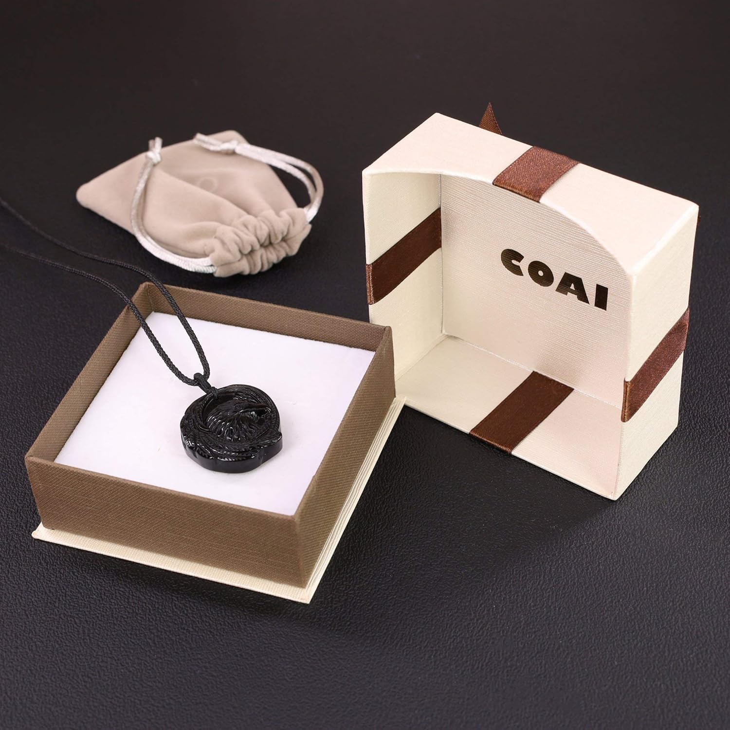 COAI Unisex Halskette mit Obsidian Anhänger