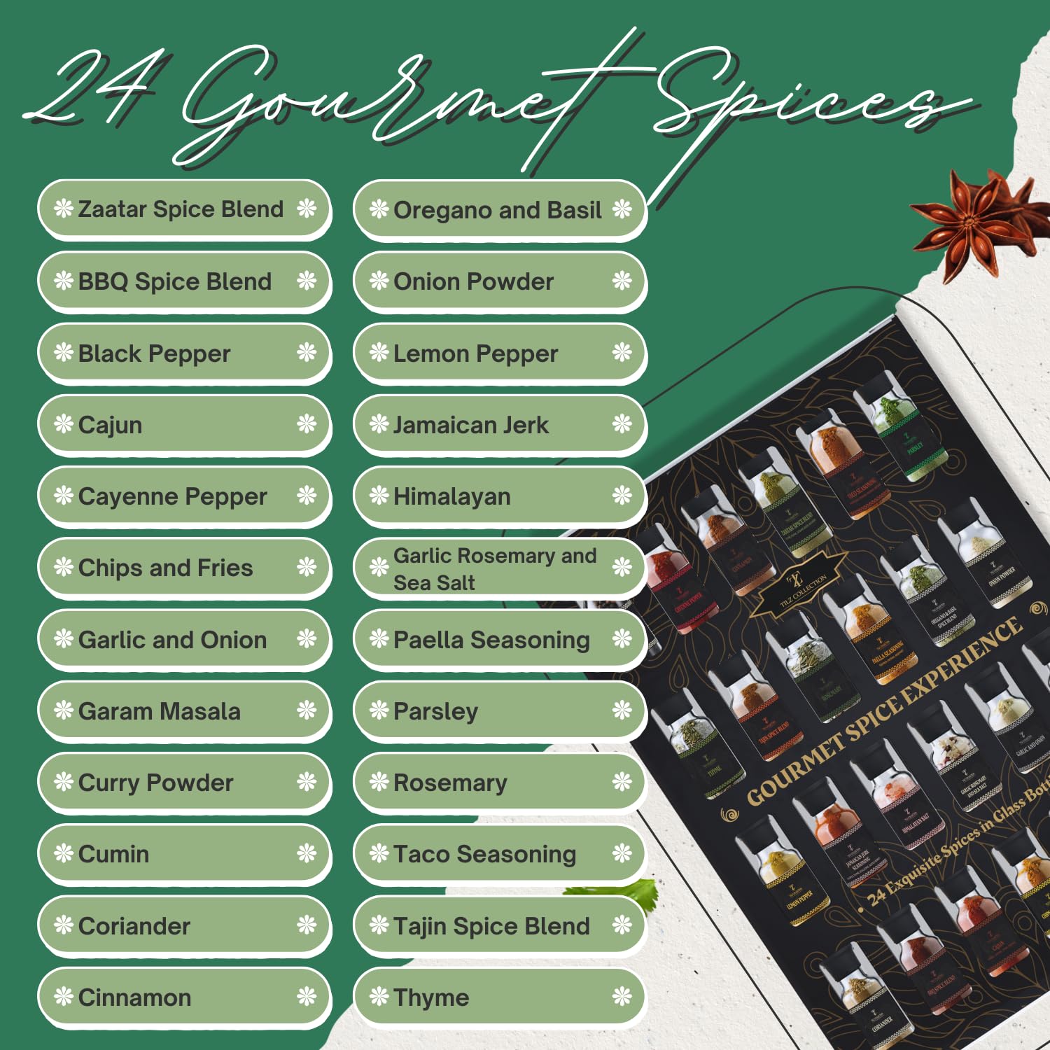 Gewürz-Geschenkset mit 24 edlen Gourmet-Gewürzen zum Kochen, Grillen und Verfeinern – das perfekte Geschenk für Männer und Frauen, ideal zum Geburtstag oder Einzug