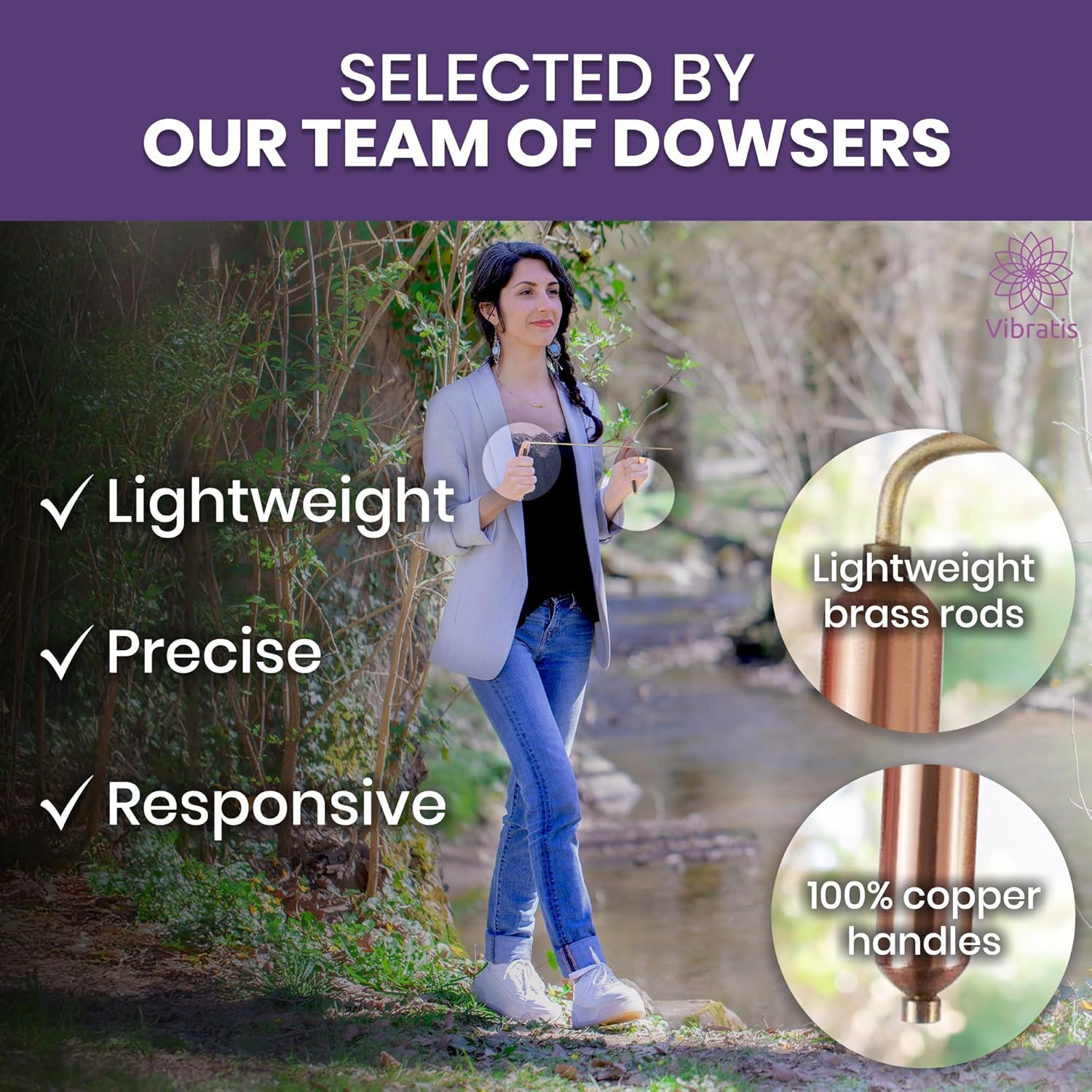 VIBRATIS Wünschelrute aus Messing und Kupfer – Hochwertige Wünschelrute für Energiearbeit und Radiästhesie