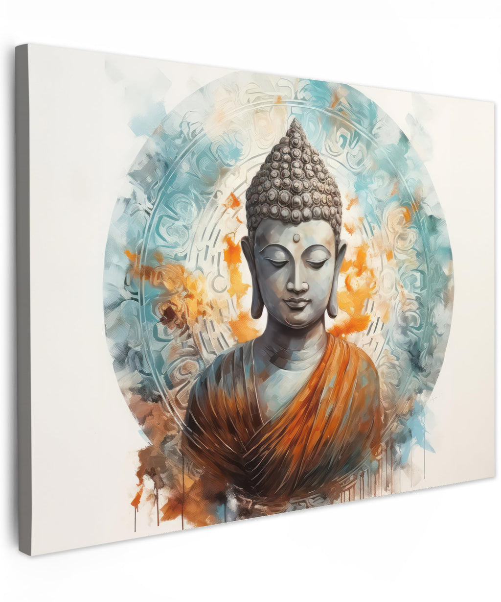 MuchoWow© Wall Pictures Large 120 x 80 cm XXL Bedroom Home Decoration Home Picture Living Room Photo Canvas Wall Pictures Canvas Wall Decor Buddha - Zen - Gold - Luxury - Spiritual