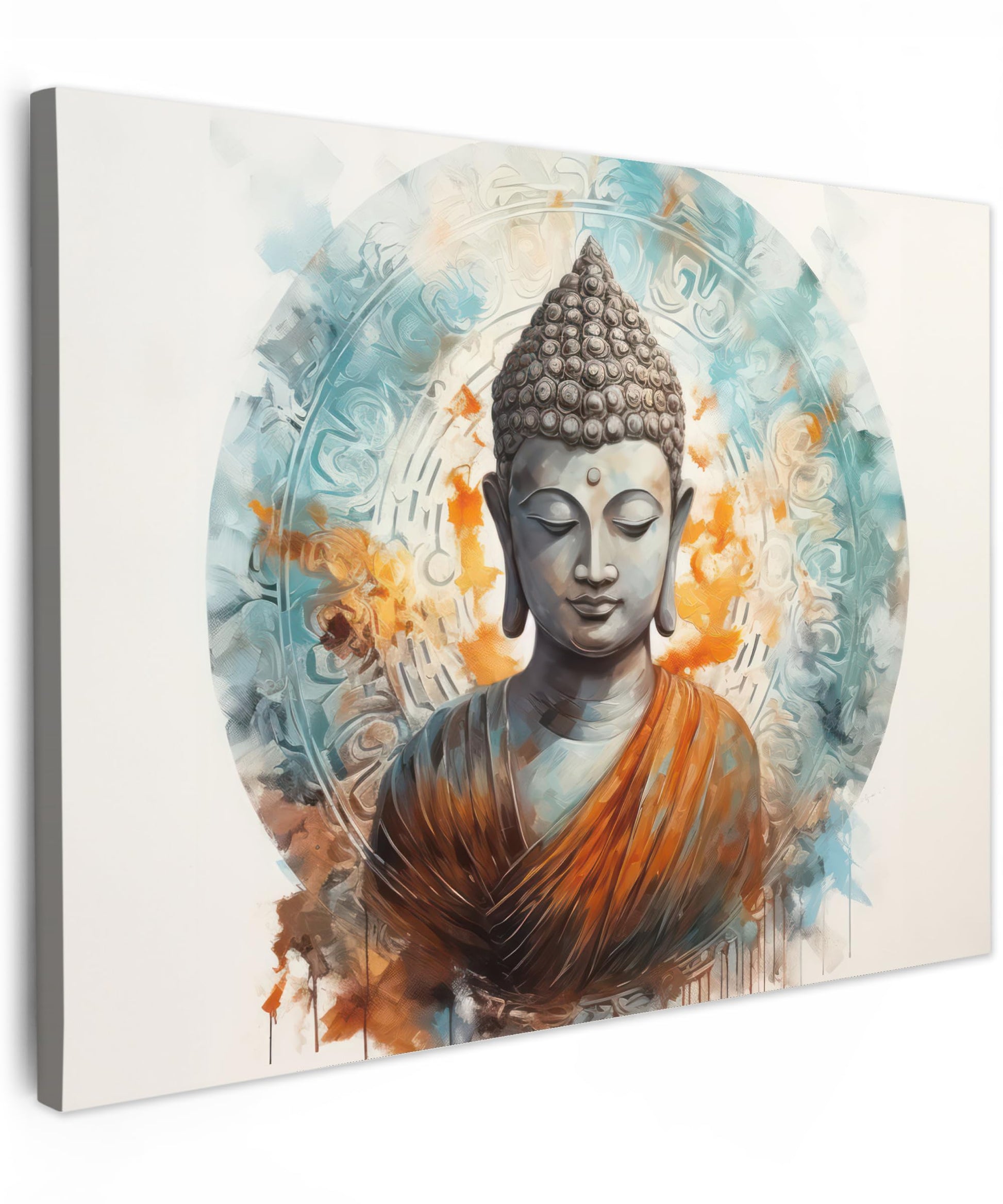 MuchoWow© Wall Pictures Large 120 x 80 cm XXL Bedroom Home Decoration Home Picture Living Room Photo Canvas Wall Pictures Canvas Wall Decor Buddha - Zen - Gold - Luxury - Spiritual