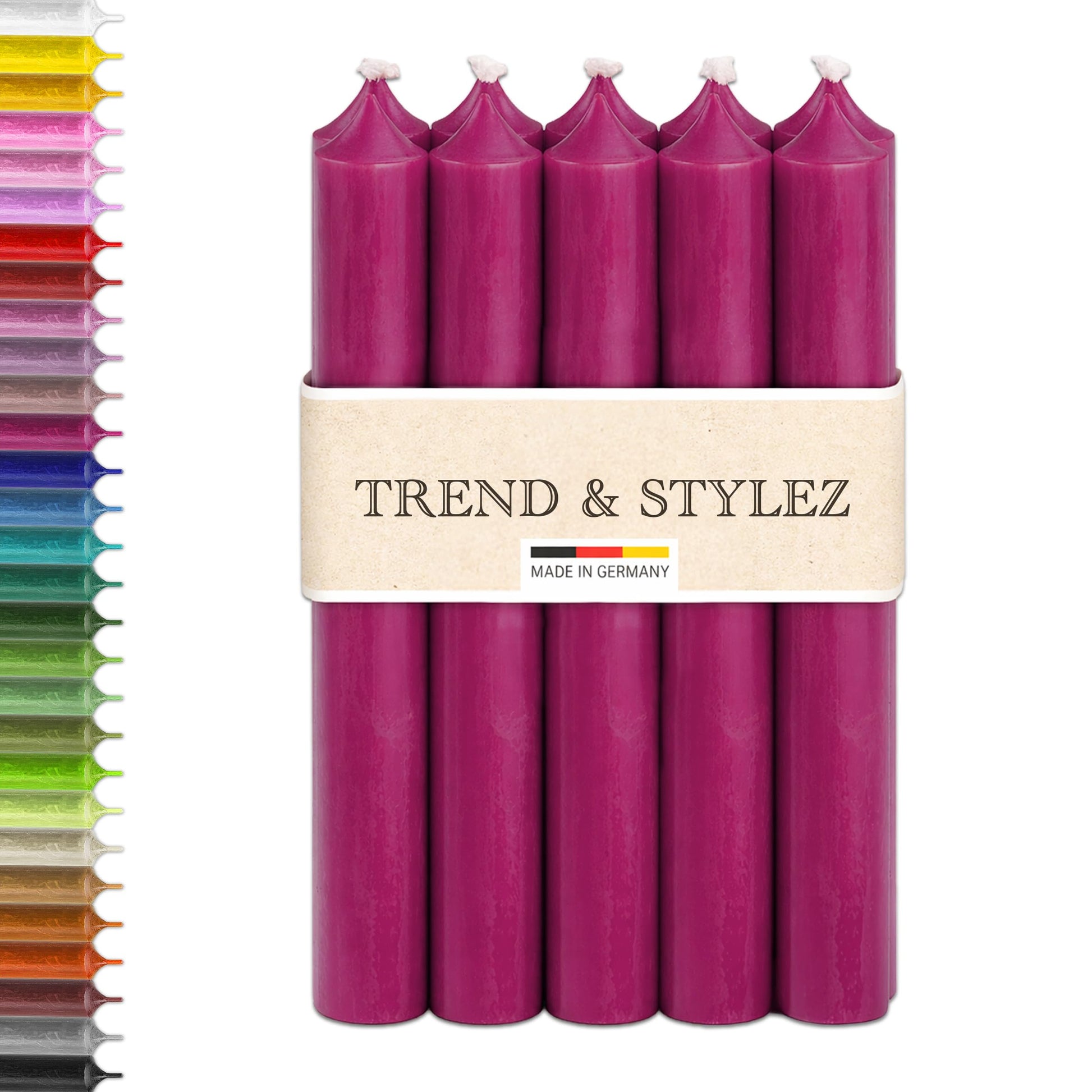 10 Spitzkerzen durchgefärbt (180x22mm) | RAL Stabkerzen mit 8h+ Brenndauer | Ohne Tropfen & Rußen | Tafelkerzen für Leuchter | Made in Germany (Schwarz)