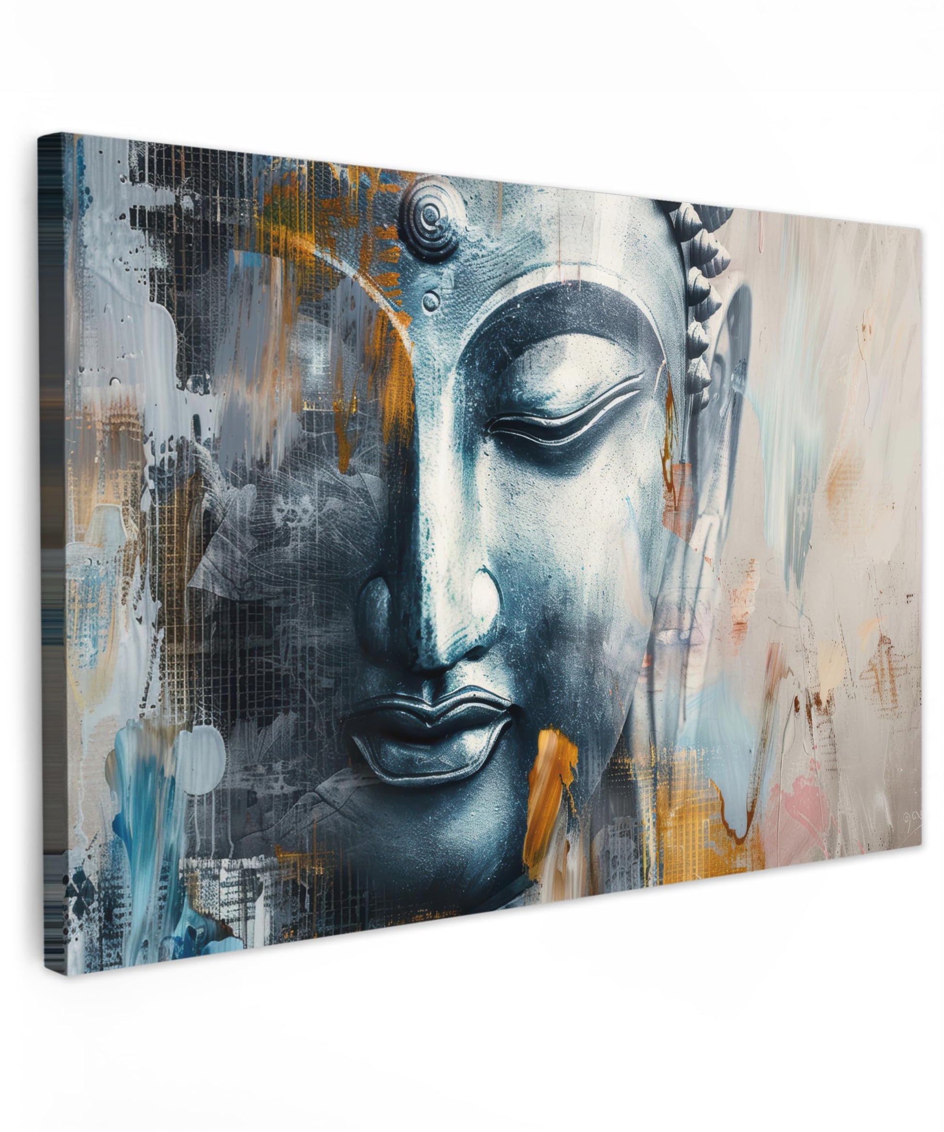 MuchoWow© Wall Pictures Large 120 x 80 cm XXL Bedroom Home Decoration Home Picture Living Room Photo Canvas Wall Pictures Canvas Wall Decor Buddha - Zen - Gold - Luxury - Spiritual