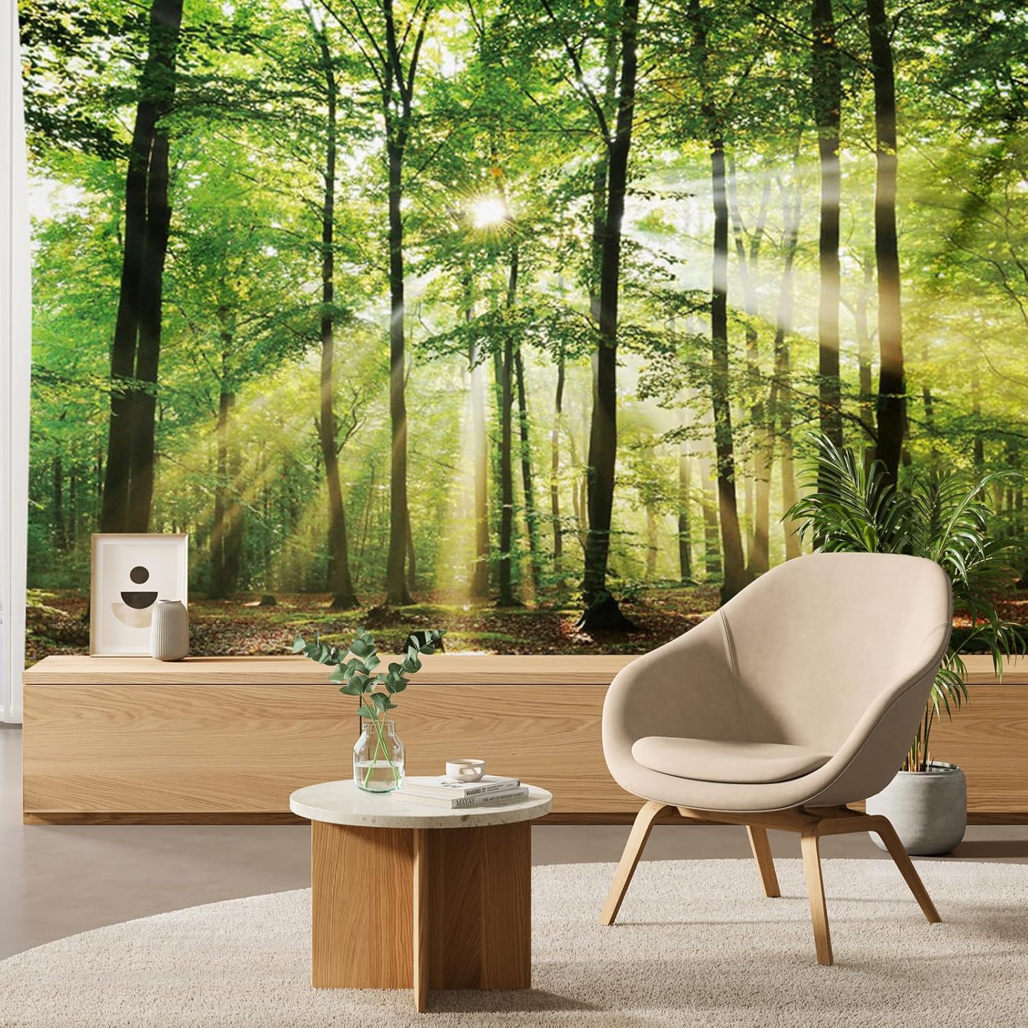 MIGIFTDY Waldbaum Wandteppich Extra Großer Nebliger Wald Wandbehang für Home Office Dorm Indoor und Outdoor Dekoration 150 cm x 200 cm (B)