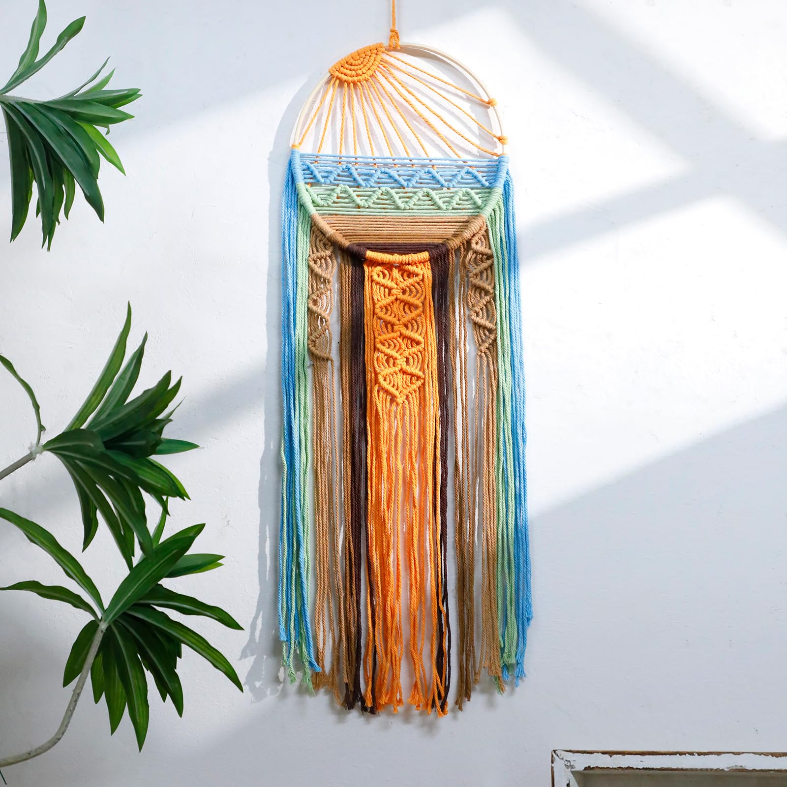 Artilady Macrame Wall Hanging Tapestry, Boho Sun Art Decor Dream Catcher