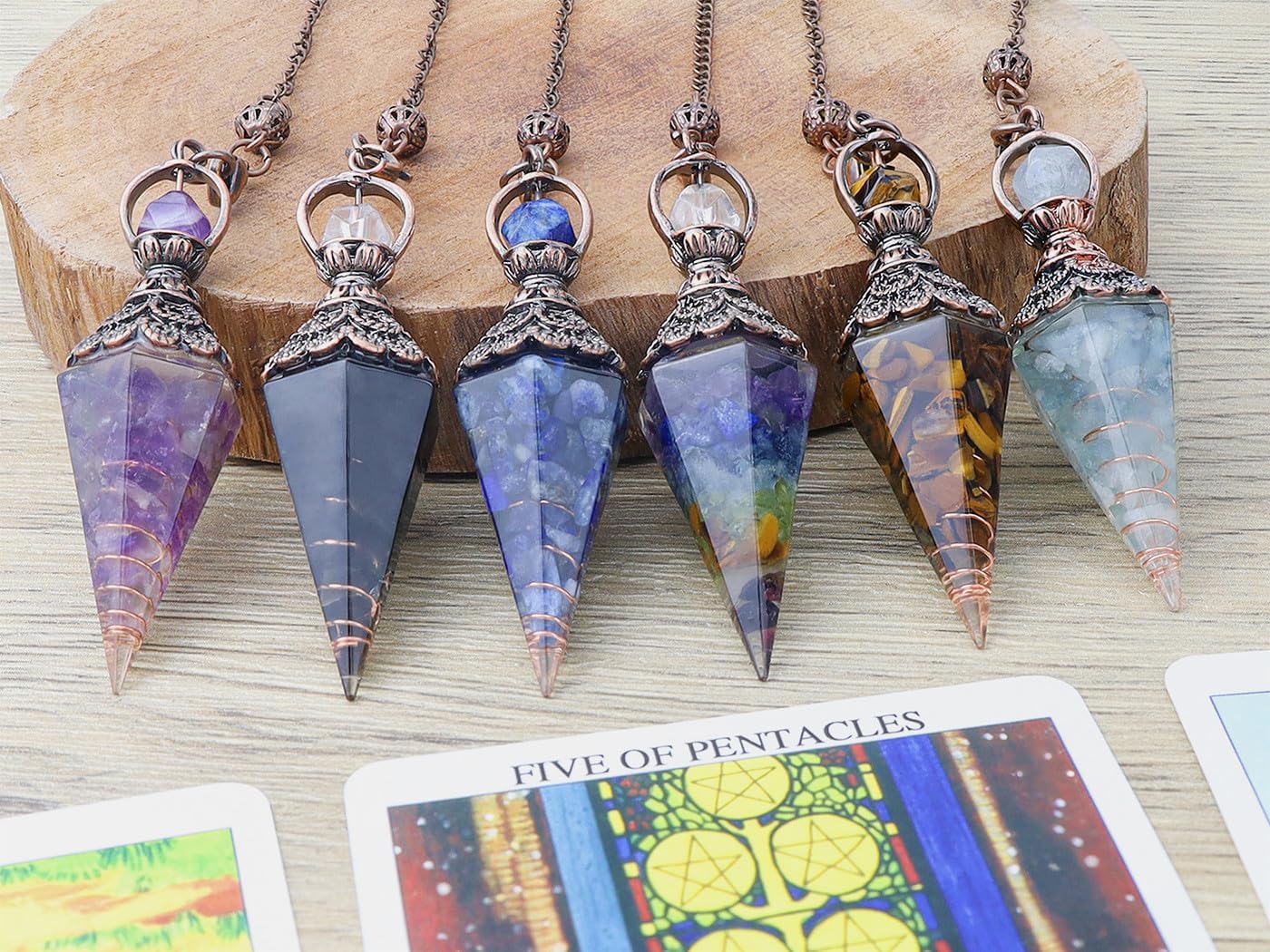 Harz Aquamarin Pendulum Edelstein Pendel Kristall, Heilsteine Natürliches Sechseckiges Edelstein Kristall Ornamente für Hexerei Zeremonie, Wahrsagen, Reiki Heilung und Esoterik Geschenke