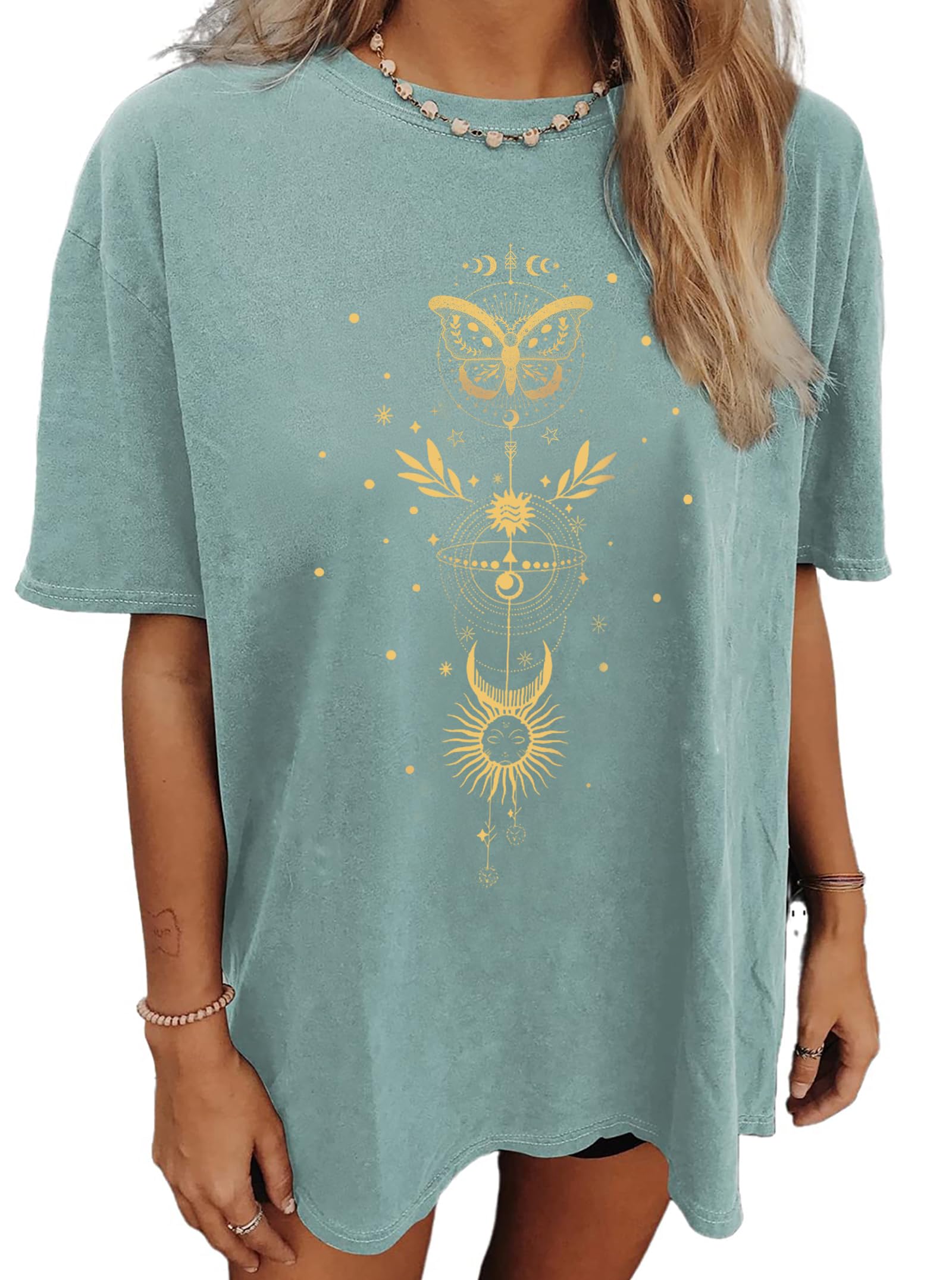 CSDAJIO Women's Casual Short Sleeve Loose Shirt Oversized T-Shirt Trendy Going Out Crew Neck Summer Graphic Tees