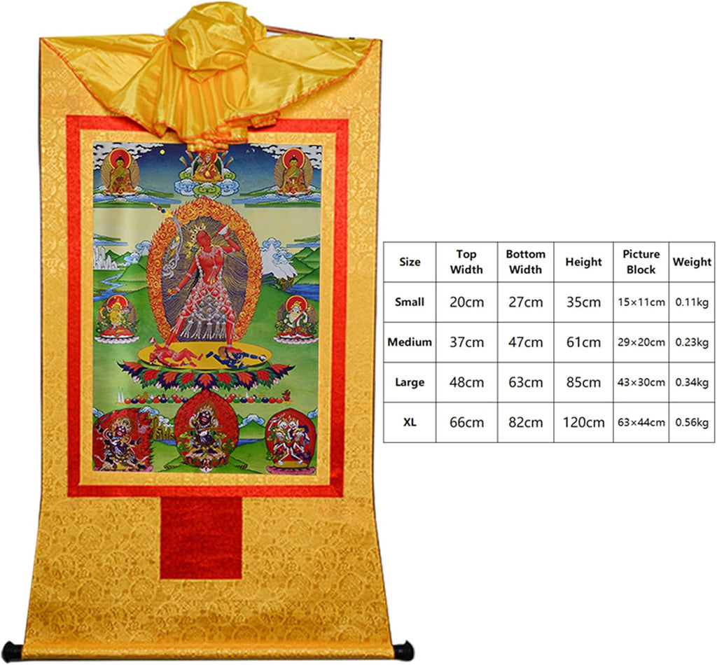 Gandhanra Thangka Tibetische Wandbehang,Naro Khechara Vajrayogini Thangka,Heißgeprägter Buddha Wandteppich für Zen Wohnkultur, Meditation, Spirituelle Entspannung und Ruhe