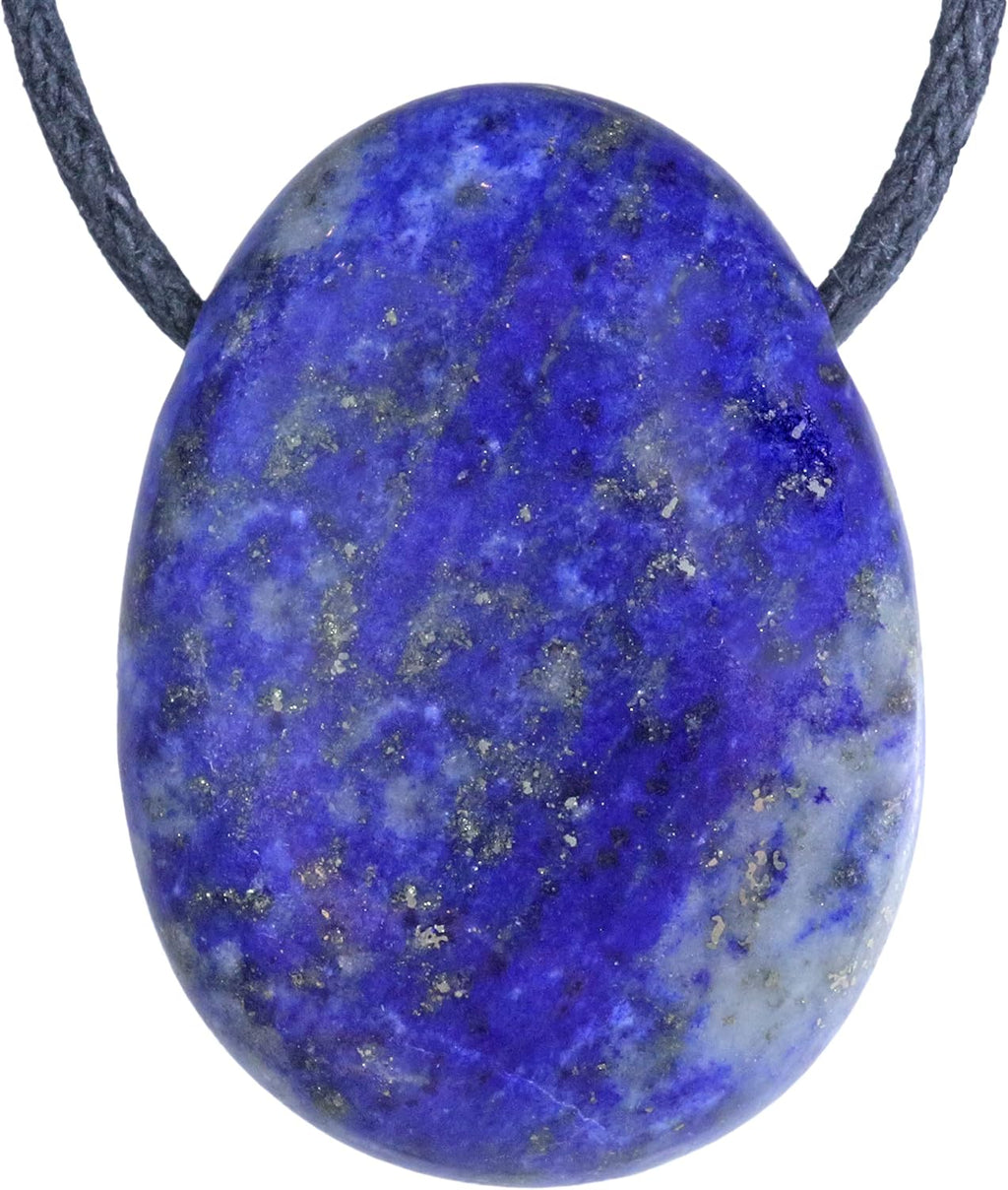 Lebensquelle Plus Lapis Lazuli Drop Pendant | Drilled Drop Tumbled Stone Pendant with Cotton Cord | High-Quality Gemstone Pendant