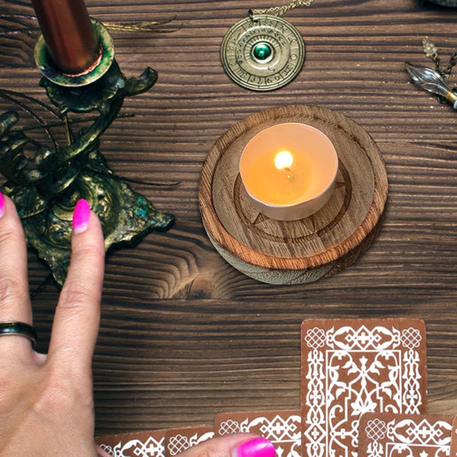 Pentacle Altar Plate - Witch Altar Bowl | Handmade Wooden Pentagram | Vintage Decor Jewellery Tray | Star Candle Holder | Wooden Bowl Pentagram | Altar Vintage Holder for Home Decor, Wedding