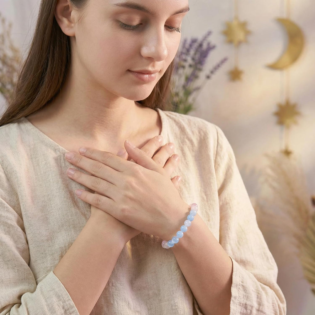Bivei Armband Stärkendes Kristall Heilungsarmband 8MM - Dehnbares Elastischer Perlenarmband für Damen & Herren als Geschen