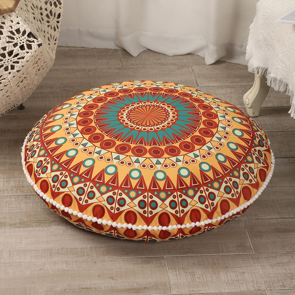 32 inches Meditation Floor Cushion for Adults, Round Large Thick Floor Pillow, Memory Foam Filling, Navy Blue