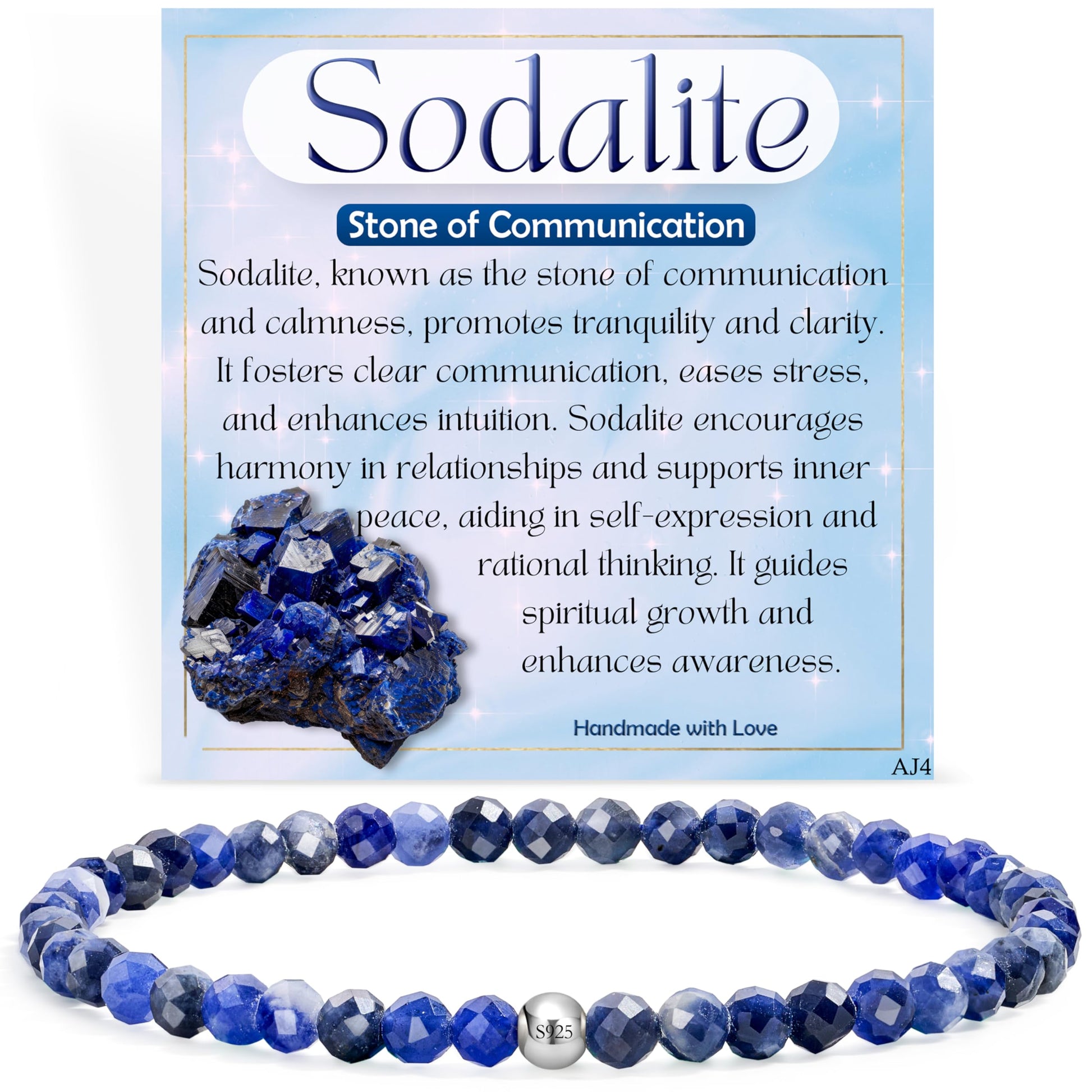 Gemstone Beads Bracelet for Women, 4 mm Crystal Silver 925 Natural Stone Jewellery Elastic Bracelets Women, Chakra Spiritual Charms Bracelets Gifts
