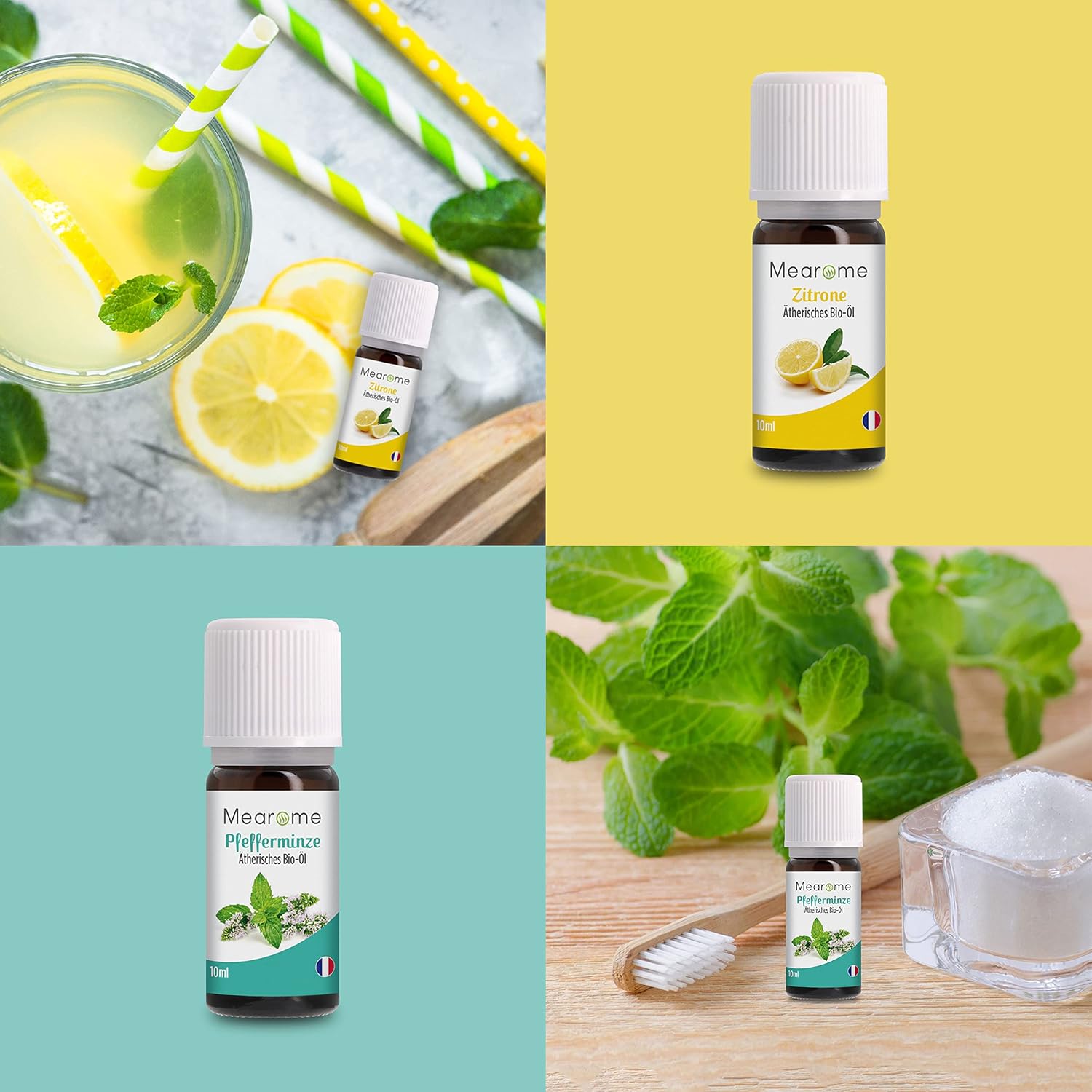ÄTHERISCHE ÖLE SET BIO-Zertifiziert Duftöl Pur 100% Naturrein, Aroma Diffuser Ravintsara Lavendin Pfefferminzöl Zitrone Eukalyptusöl Süßorangenöl Aromatherapie Geschenk Idee Massageöle Geschenkset
