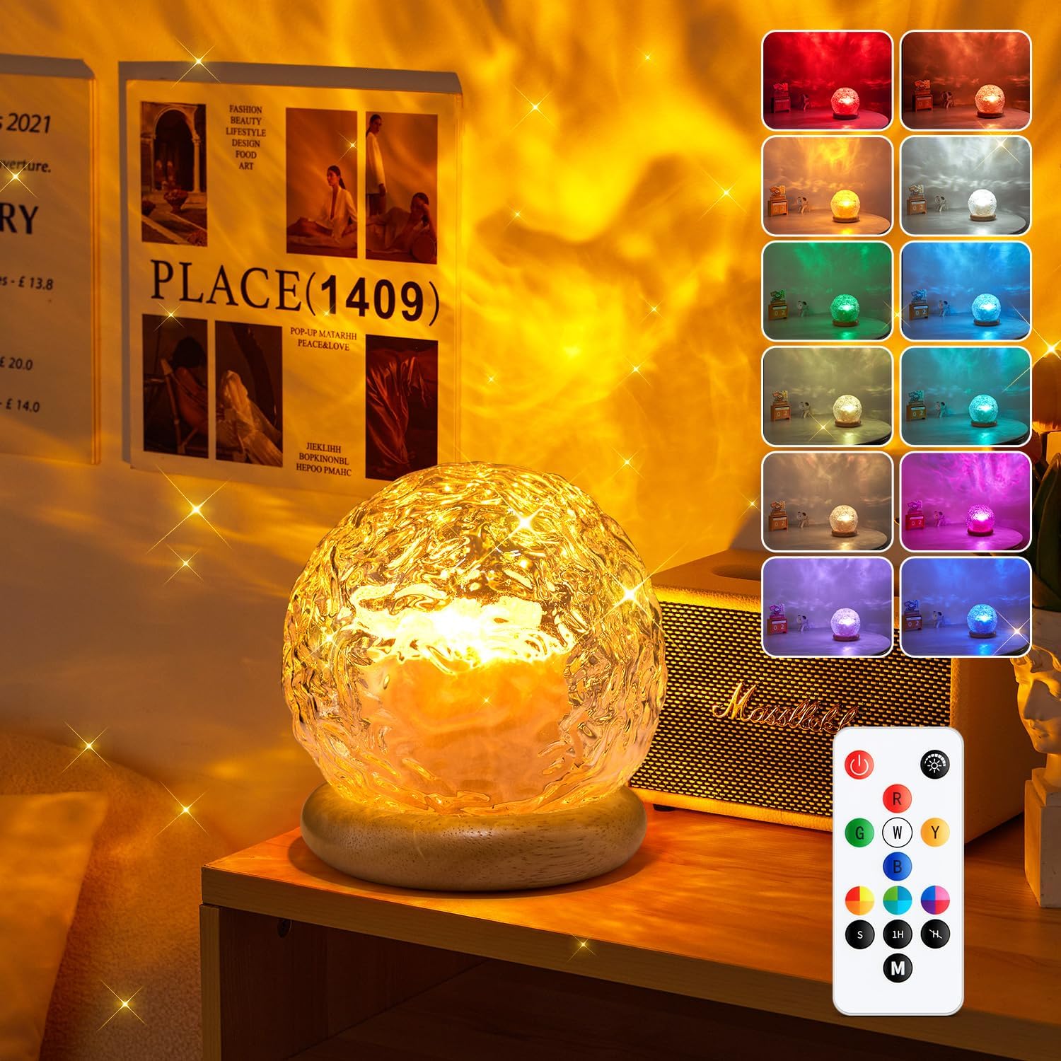 PIKOY Sternenhimmel Projektor als Kristallkugel mit 18 RGB Farben, dimmbar & Timer – eine Premium Deko für Gaming & Schlafzimmer und das ideale Geschenk für Frauen & Männer & Kinder.