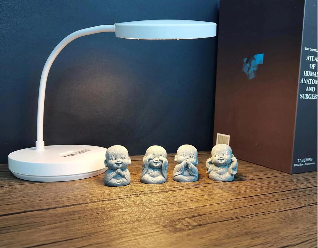4-in-1 Mini Buddha Statue Set - See/Hear/Speak/Think No Evil, Zen Feng Shui Decor for Home, Aquarium, Garden, Office - Spiritual Resin Figurines with Blessing Amulet (Mini Buddha Statue)