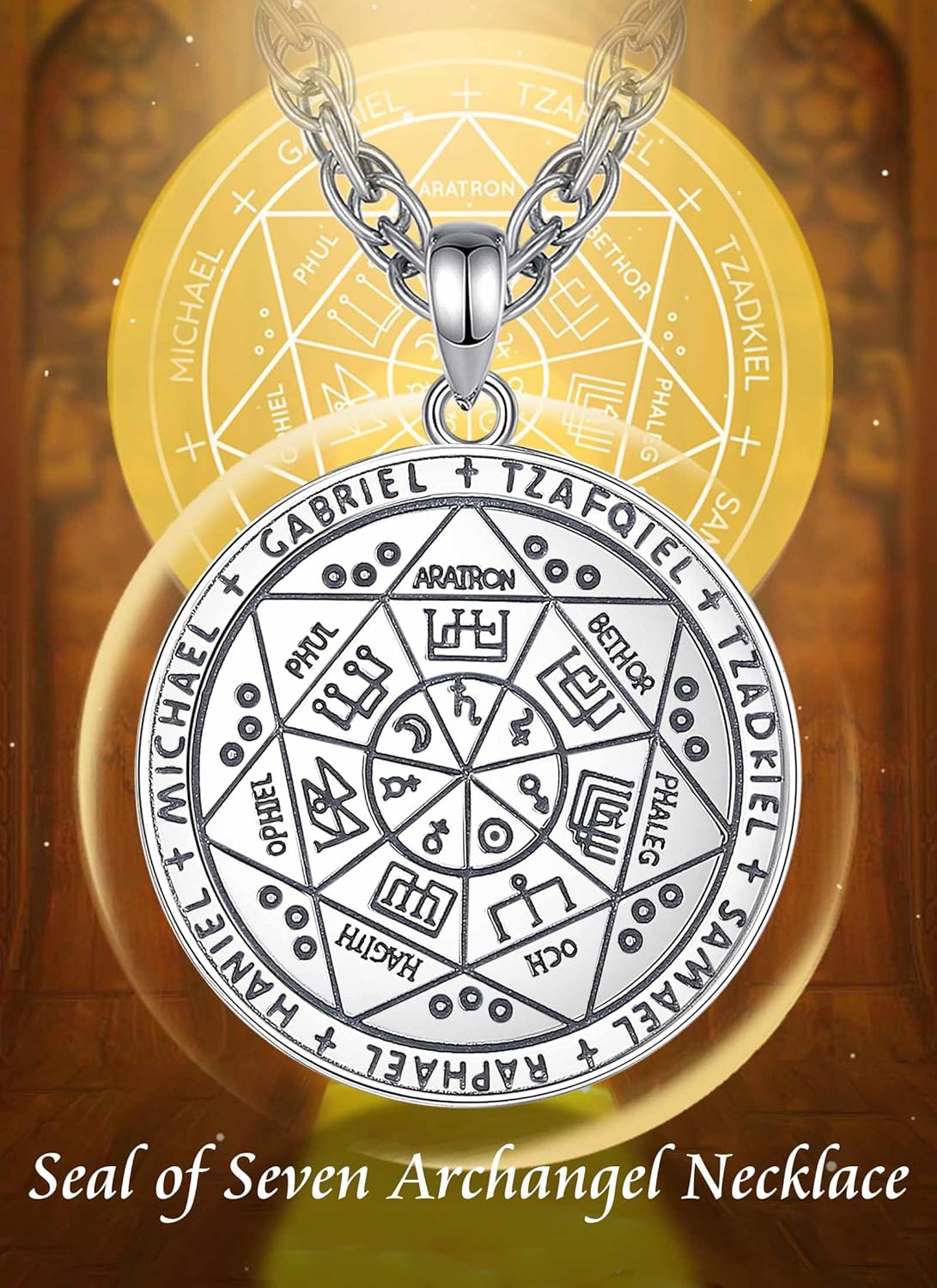 CELESTIA Supernatural Siegel der 7 Erzengel Michael Raphael Kette Silber 925 Frauen Männer Esoterik Geschenke Talisman Amulett Glücksbringer