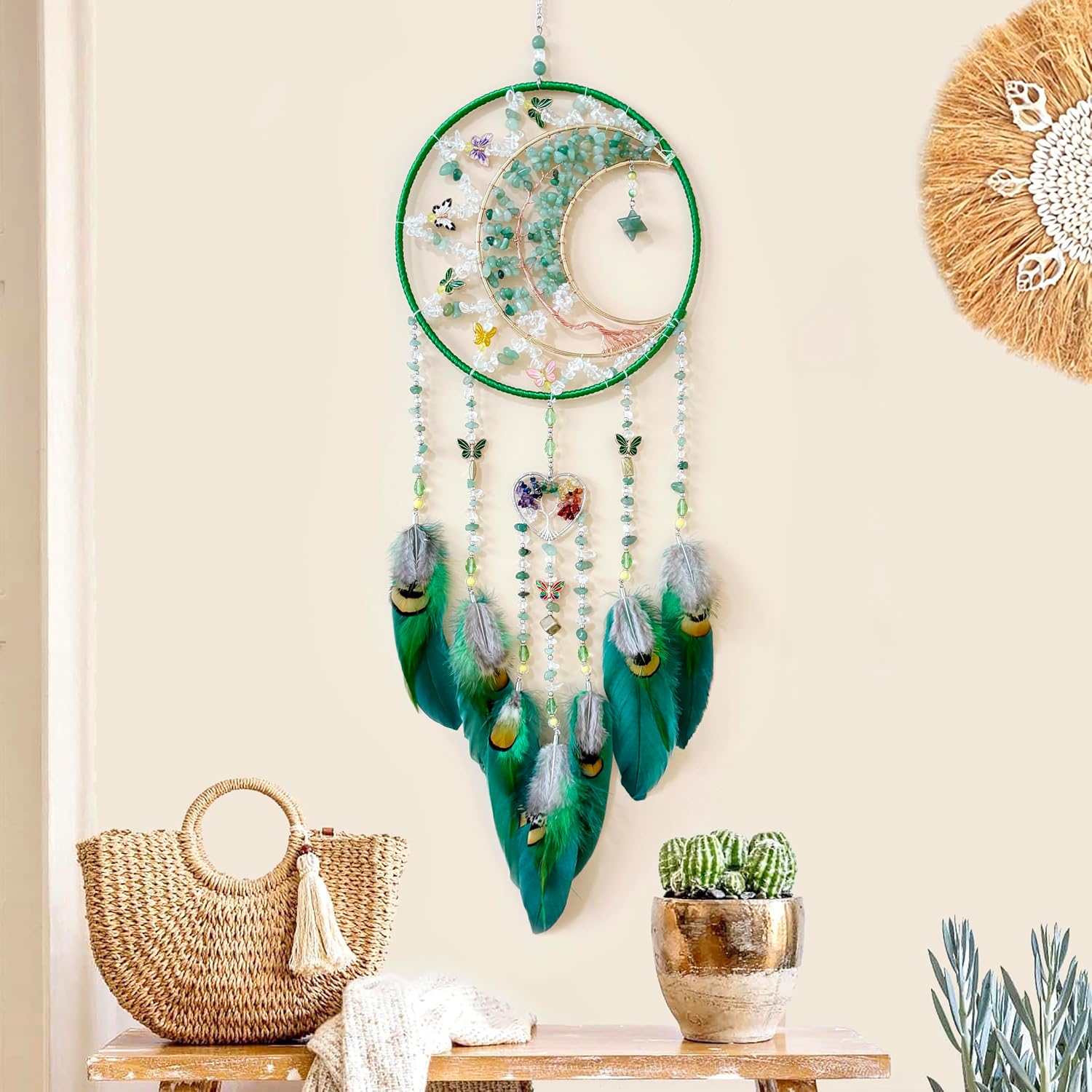 Boho Dream Catchers Moon Crystal Tree of Life Dreamcatcher Wall Decor