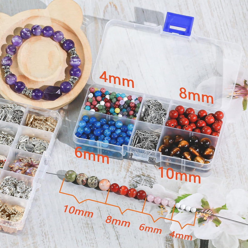 Natural Stone Beads, Gemstone Beads, 45 Pieces, 8 mm, Natural Stone, Unakite Gemstone Beads, Polished Round Gemstones for Threading, Gemstones, Stone Beads for Bracelets, Necklaces, DIY Jewellery,