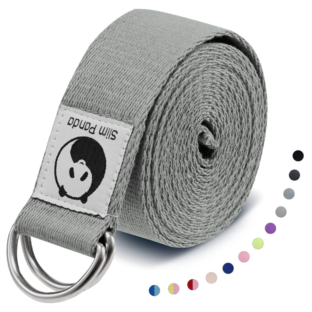 Slim Panda Yogagurt aus Baumwolle - Praktisches Zubehör für Dehnen und Fitness, Band Mit Schiebeschnalle aus Metall für Anfänger & Fortgeschrittene, Mehrere Farben (180/250cm)