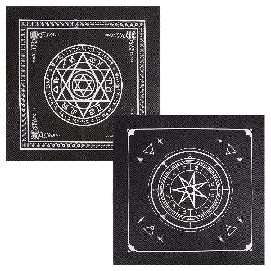 CREATCABIN Altartuch Mond Sonne Stern Pentagramm Himmlisches Tarot-Deck Spiritueller Wandteppich Tischdecke Macht Heiliges Tuch Astrologie Für Wahrsagen Premium-Hexereizubehör Pagan 19.29x19.29 cm